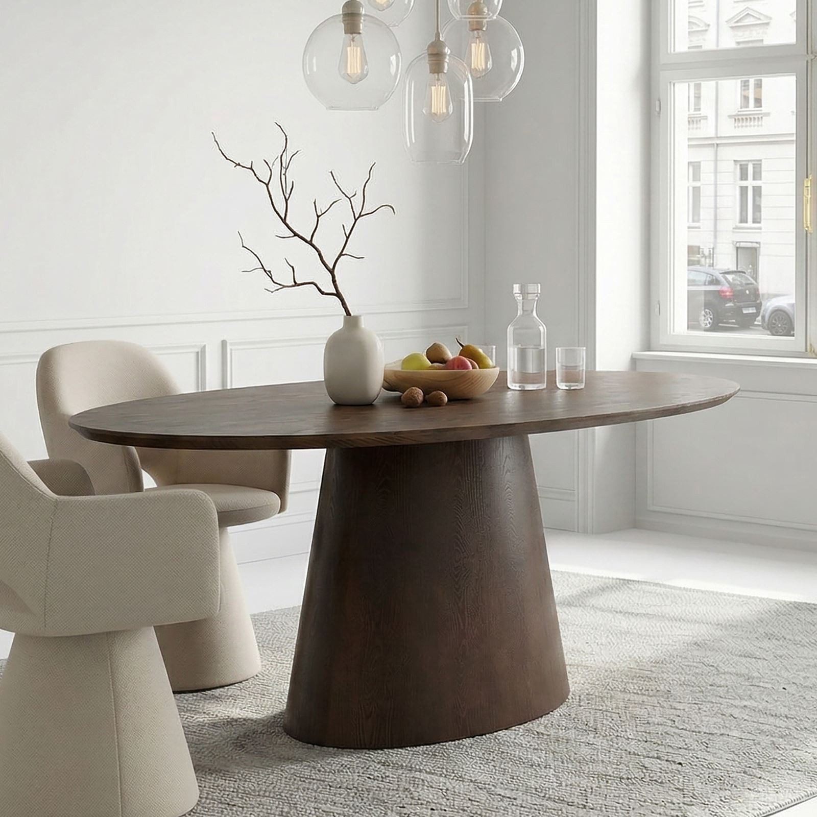 IDIMEX Esstisch AURA, Esszimmertisch oval 180 x 110 cm aus MDF mit Eichenfurnier Dunkelbraun