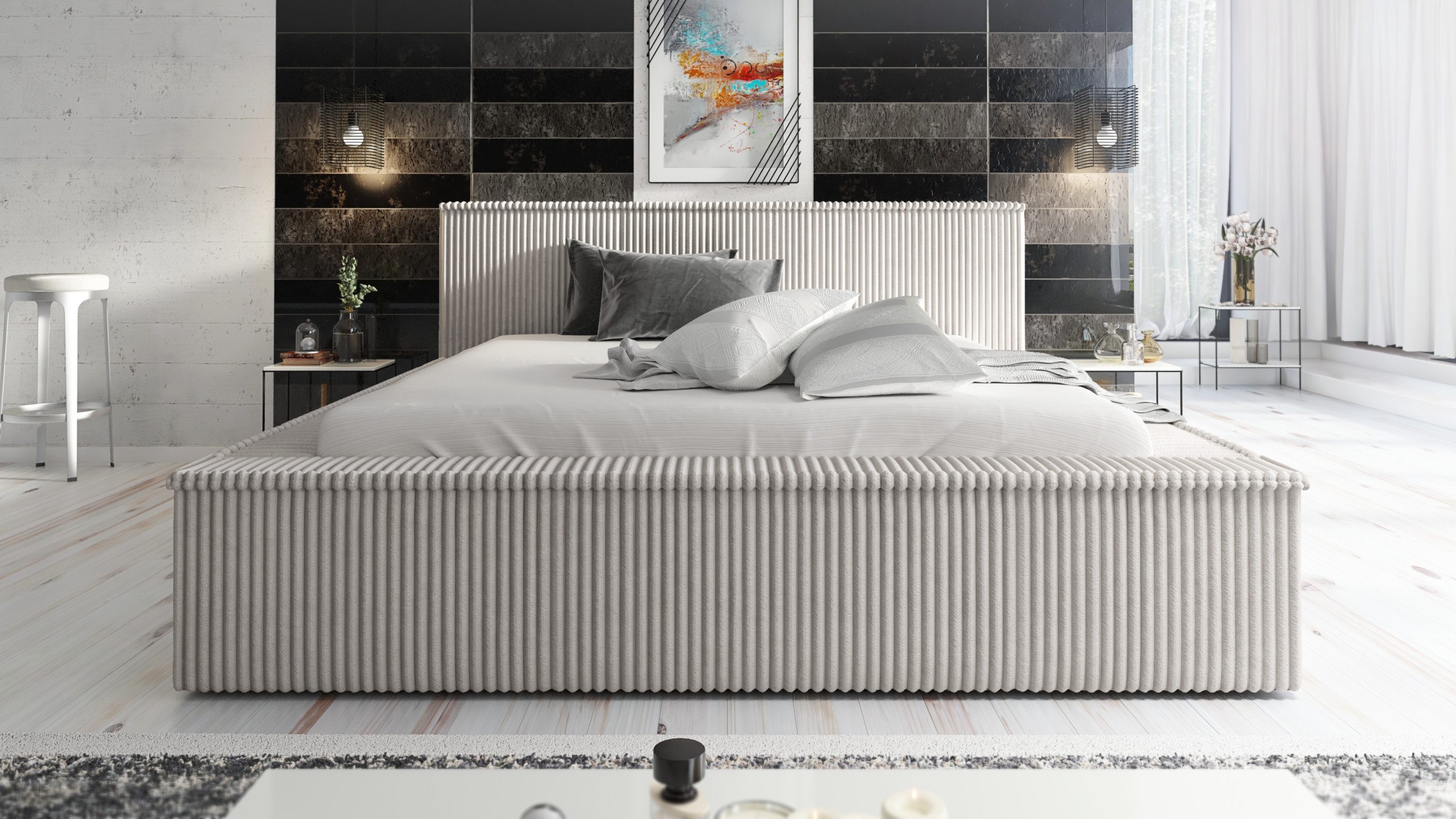 A&J MöbelLand GmbH Polsterbett RIO mit Lattenrost und Bettkasten. (Bett mit günstig online kaufen