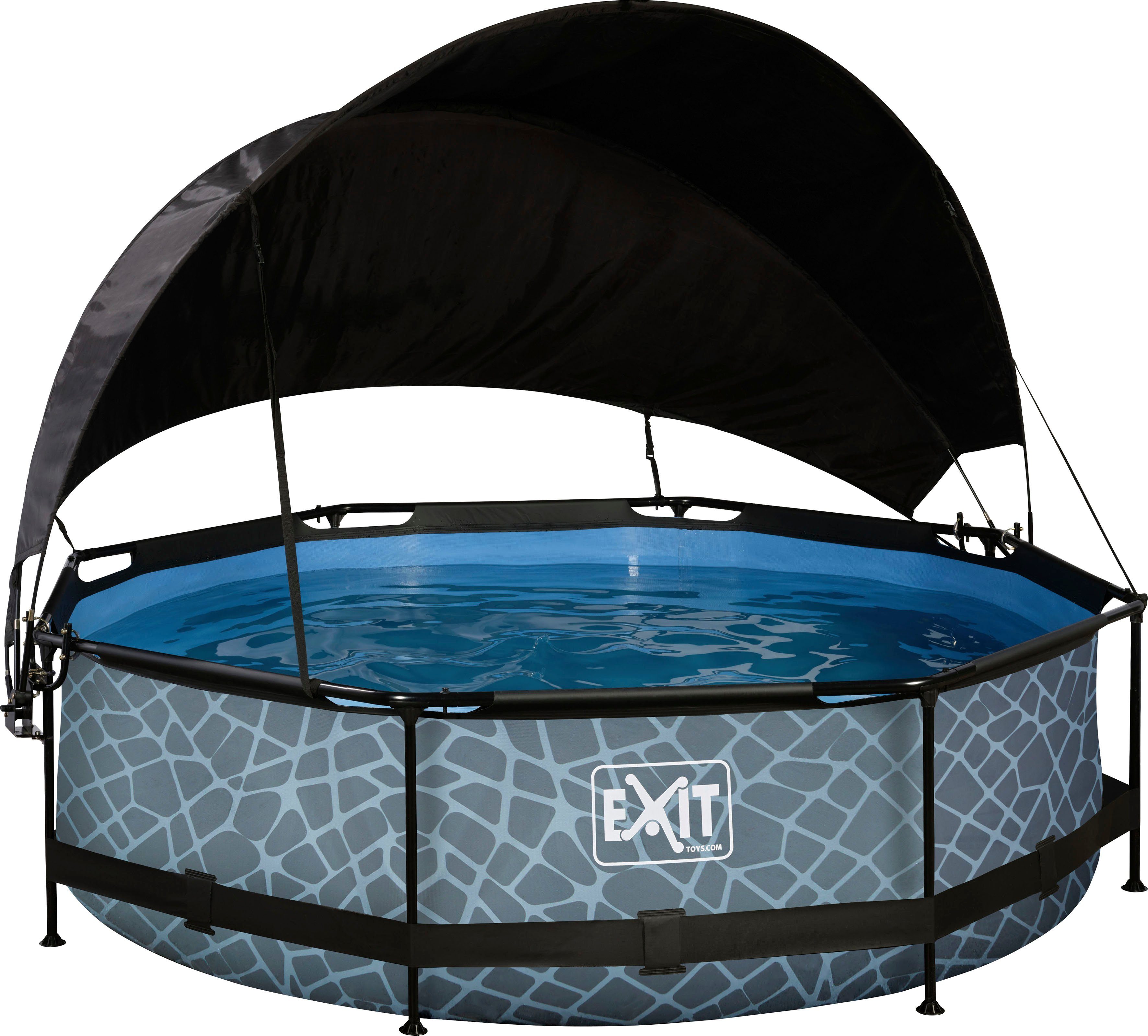 EXIT Framepool inkl. Sonnensegel (Set, 4-tlg), ØxH: 300x76 cm, mit Kartuschenfilterpumpe und Sonnensegel