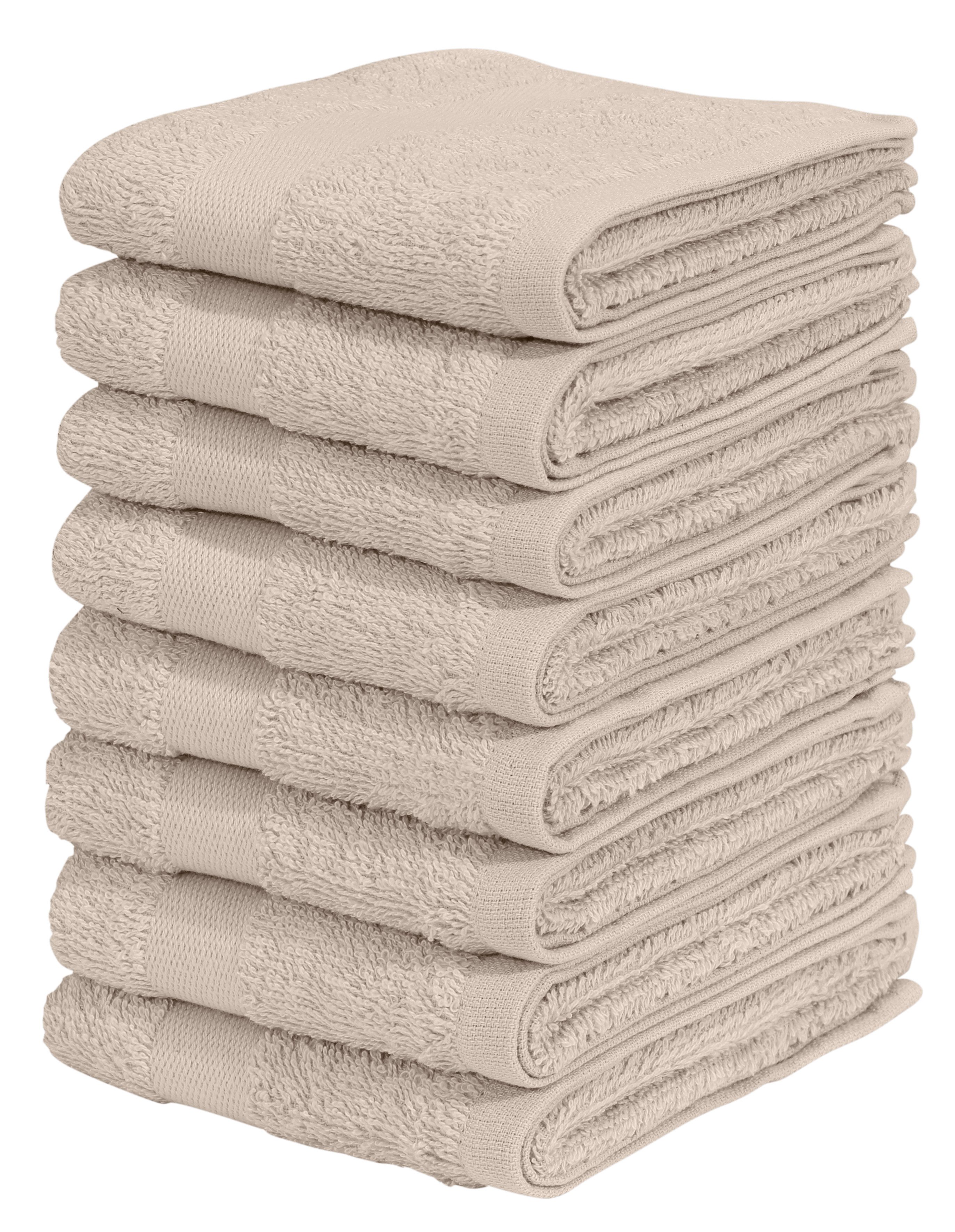 OTTO home Gästehandtücher Vanessa, 8 Gästehandtücher, 30x50cm, in Standard- und Premium-Qualität, Walkfrottee (Set, 8-St), Handtücher mit Bordüre, 100% Baumwolle, einfarbig, weich