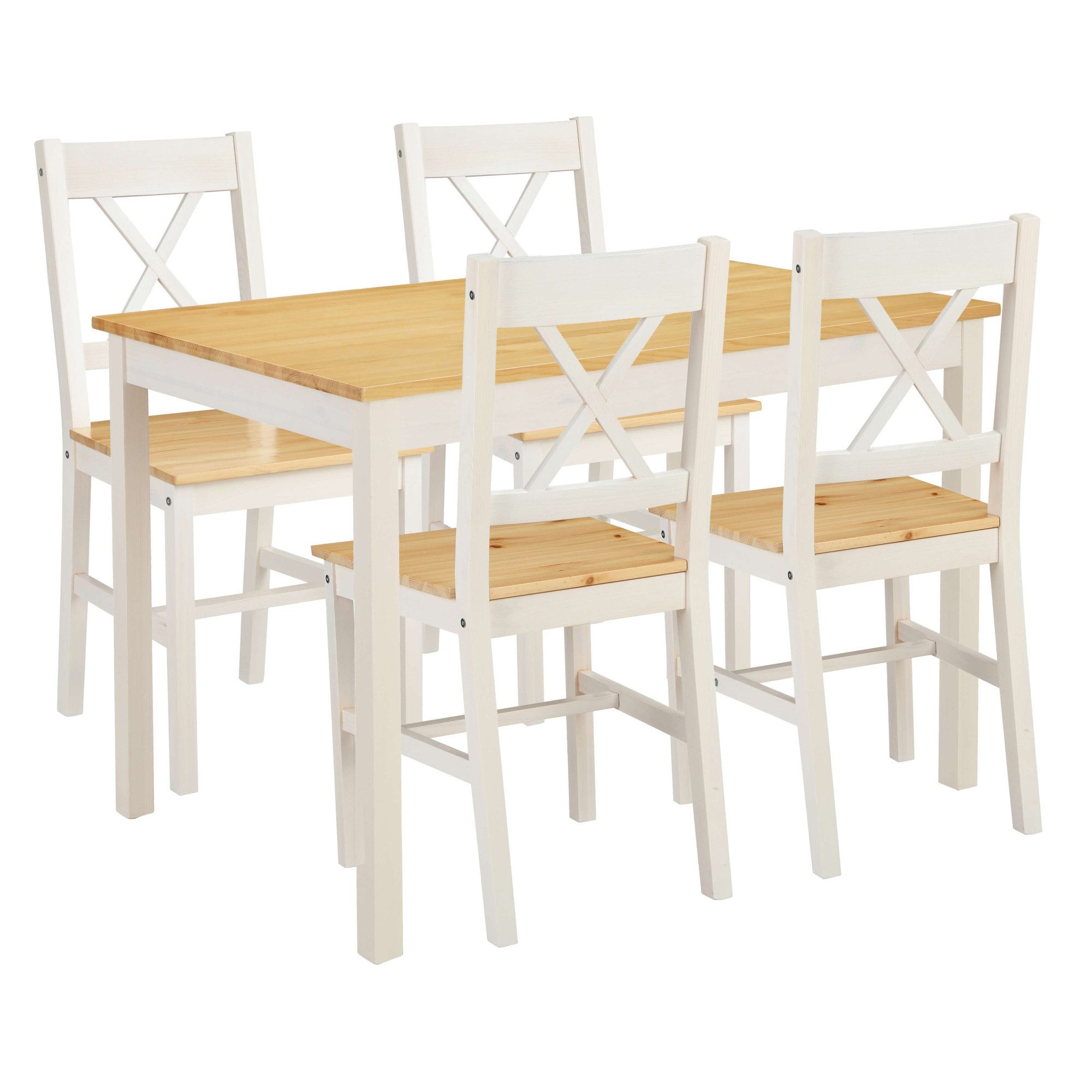 OTTO home Essgruppe Willow, (Set, 5-tlg), Esstisch mit 4 Stühlen, aus massivem Kiefernholz