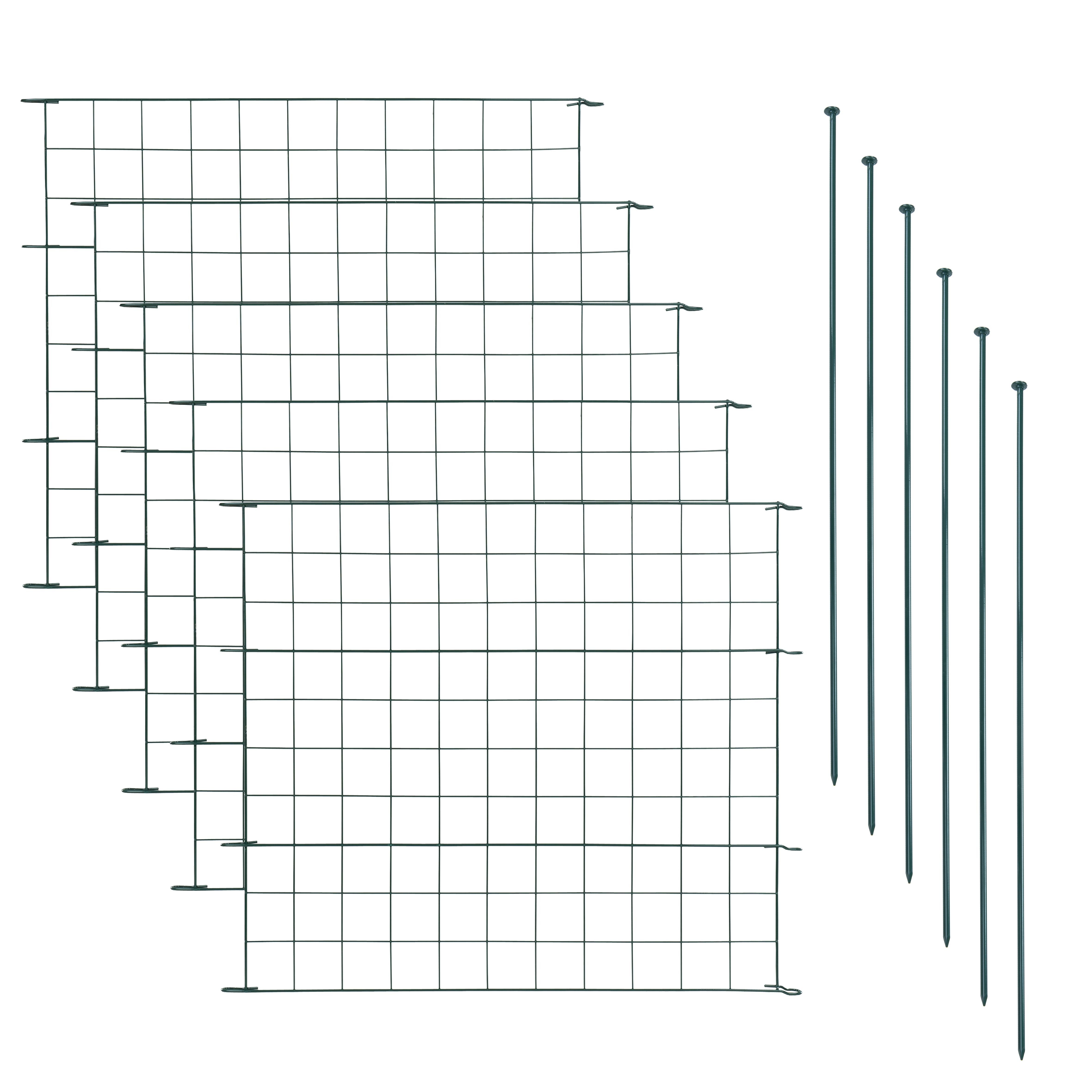 ESTEXO Gartenzaun Teichzaun Zaun Set 11tlg Gerade 5 Elemente Gitterzaun Teich Metall