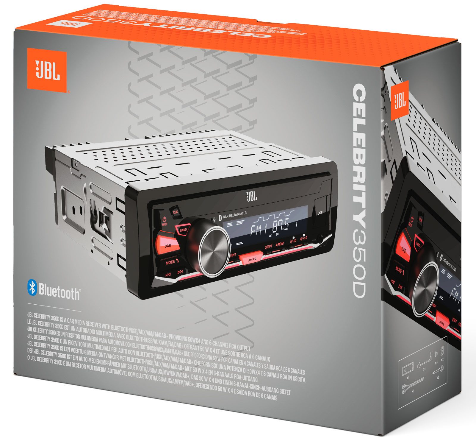 JBL Celebrity 350D 1-DIN MP3-Autoradio mit Bluetooth / DAB / USB / AUX-IN Autoradio (RDS, AM/FM Radio, Animiertes Display, 1 DIN) – Bild 4 von 5