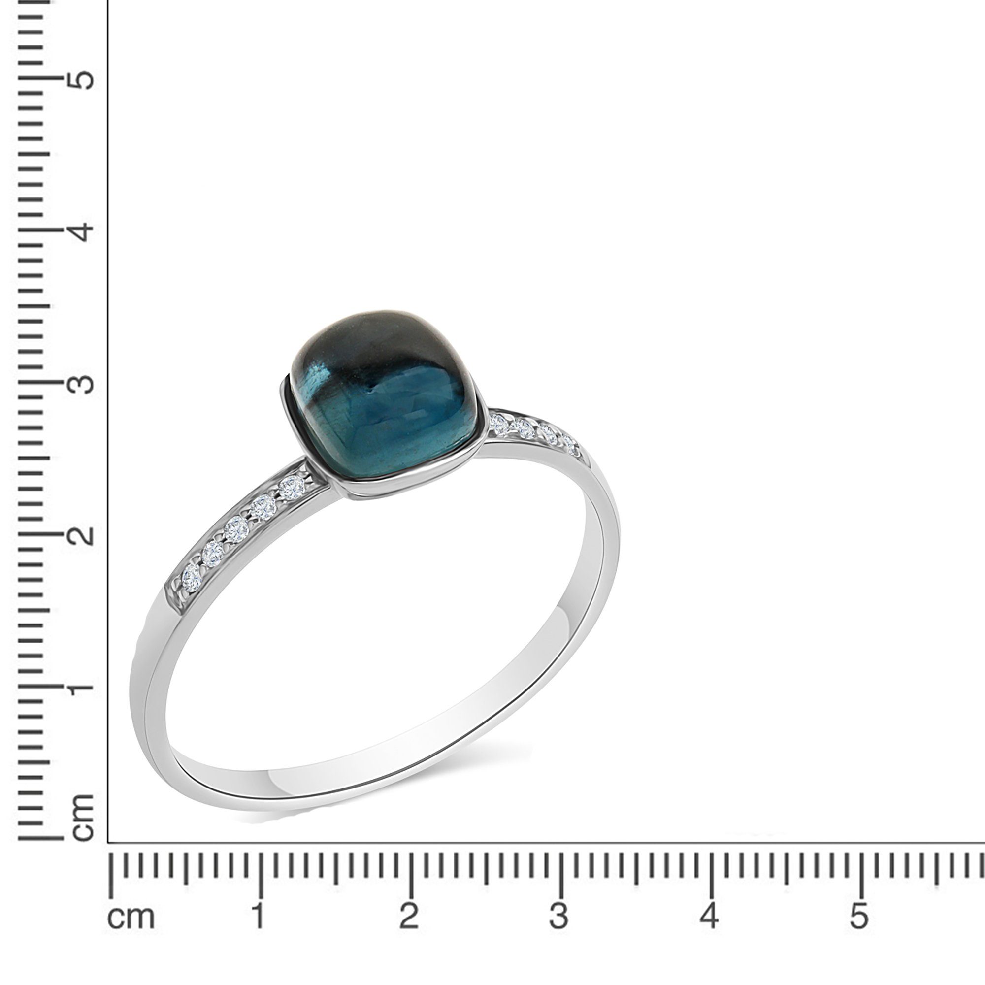 K. Fingerring Gold Diamant 585 Ellen Blautopas by 0,054ct. Diamonds