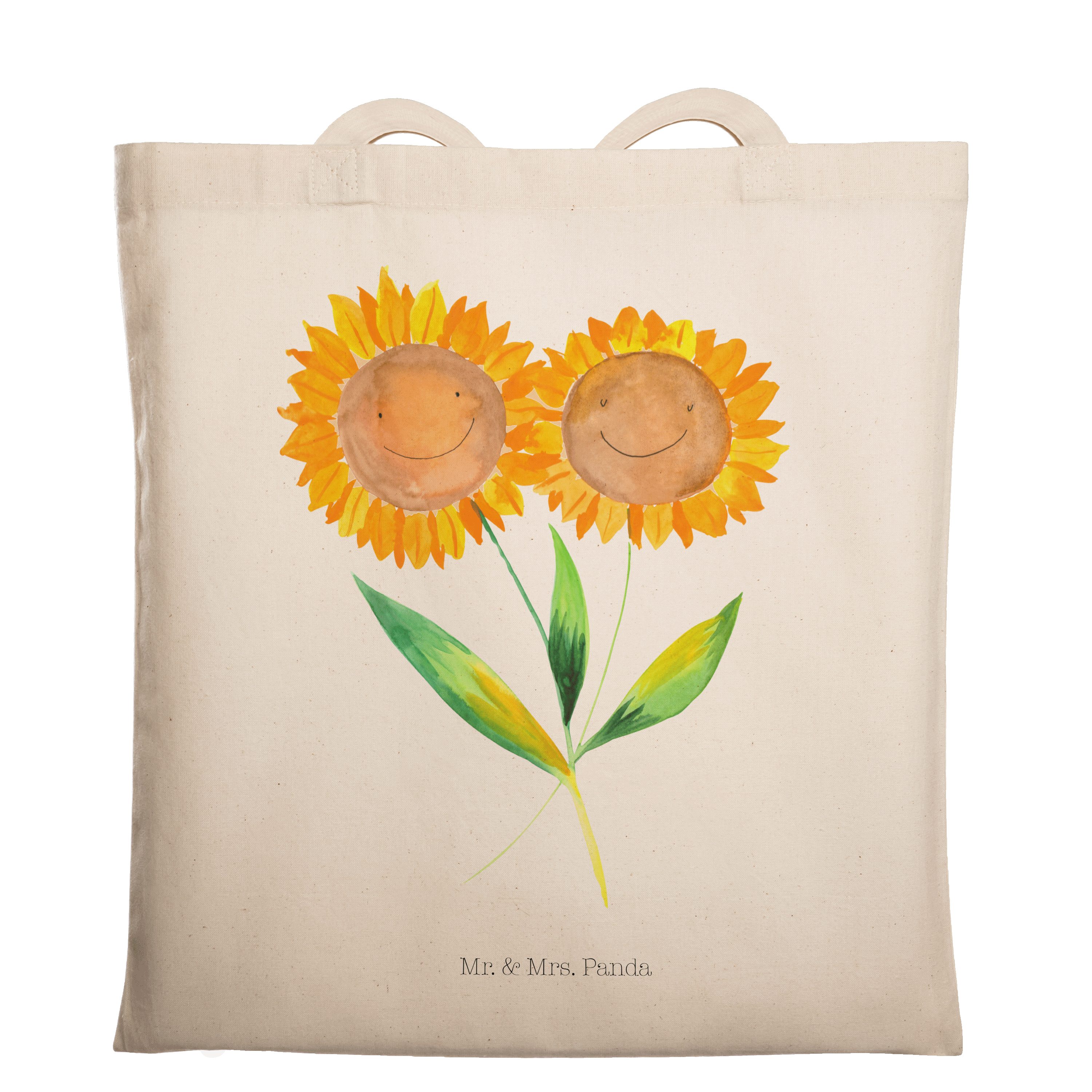 Mr. & Mrs. Panda Tragetasche Sonnenblume - Transparent - Geschenk, Einkaufstasche, Frühlings Deko, (1-tlg)