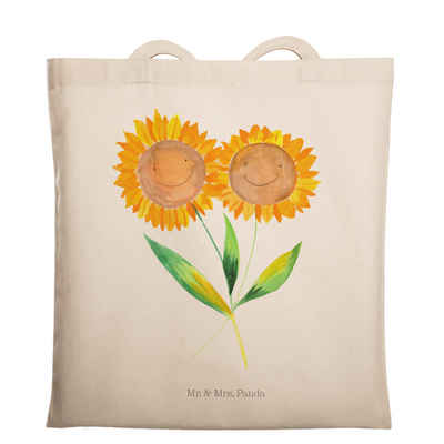Mr. & Mrs. Panda Tragetasche Blume Sonnenblume - Transparent - Geschenk, Einkaufstasche, Frühlings (1-tlg), Modisches Design