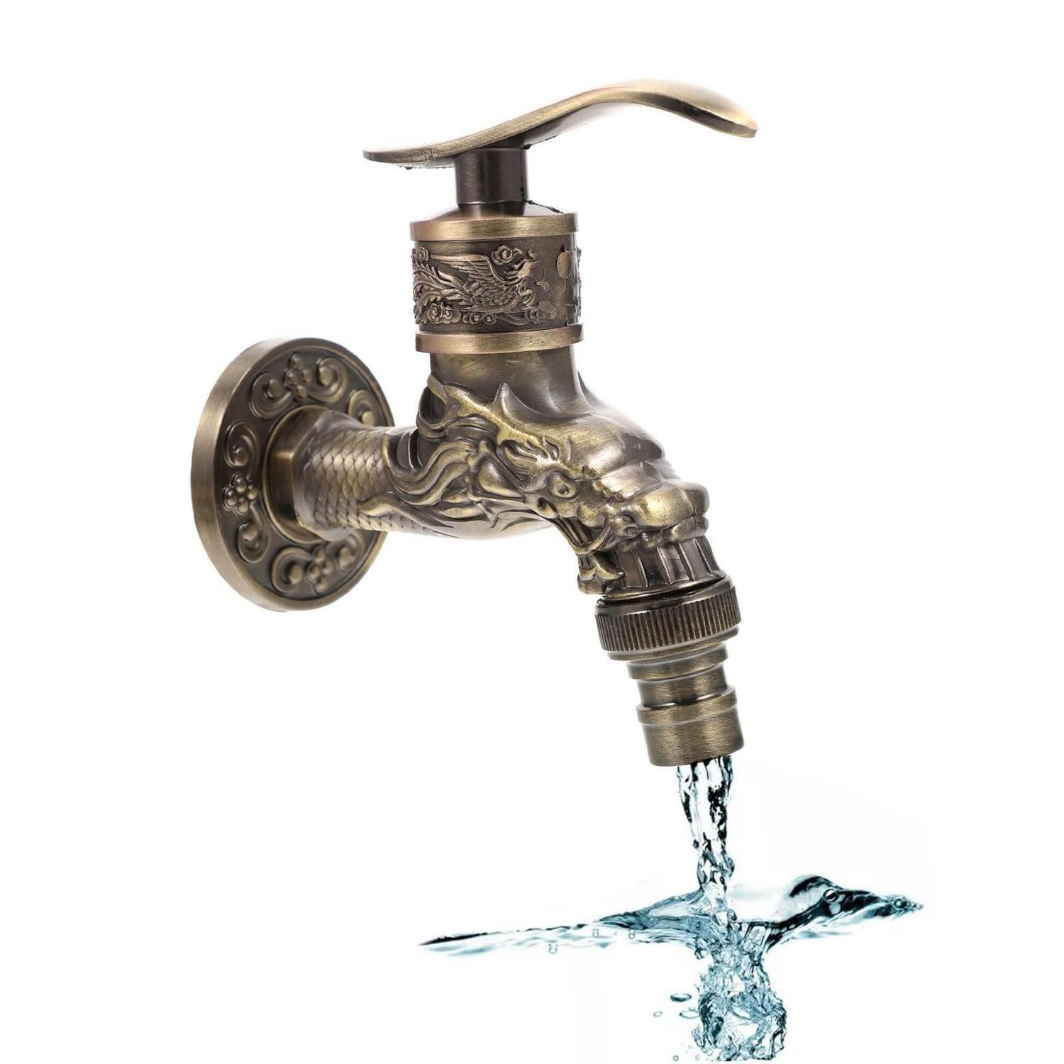 LuxusKollektion Unterputzarmatur Wasserhahn Wand Vintage Antik Drache Zinklegierung (1-St)