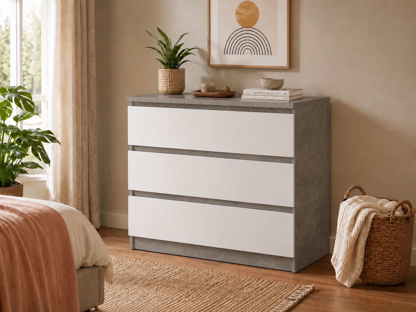 Home affaire Kommode Naia, abgerundete Schubladenkanten auf Metallgleiter, Breite 77 cm