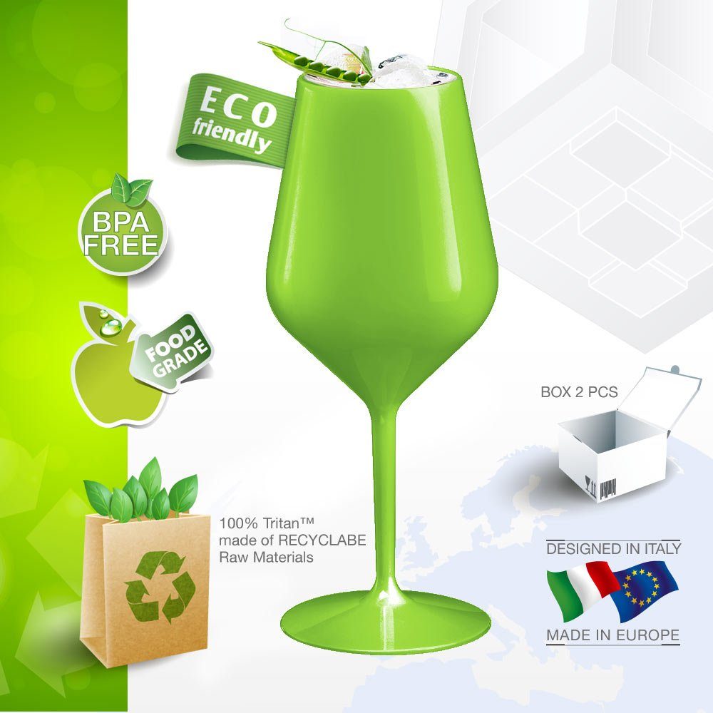 Doimoflair Weinglas DoimoFlair Weingläser aus Kunststoff bruchsicher Plastik, 2-tlg.