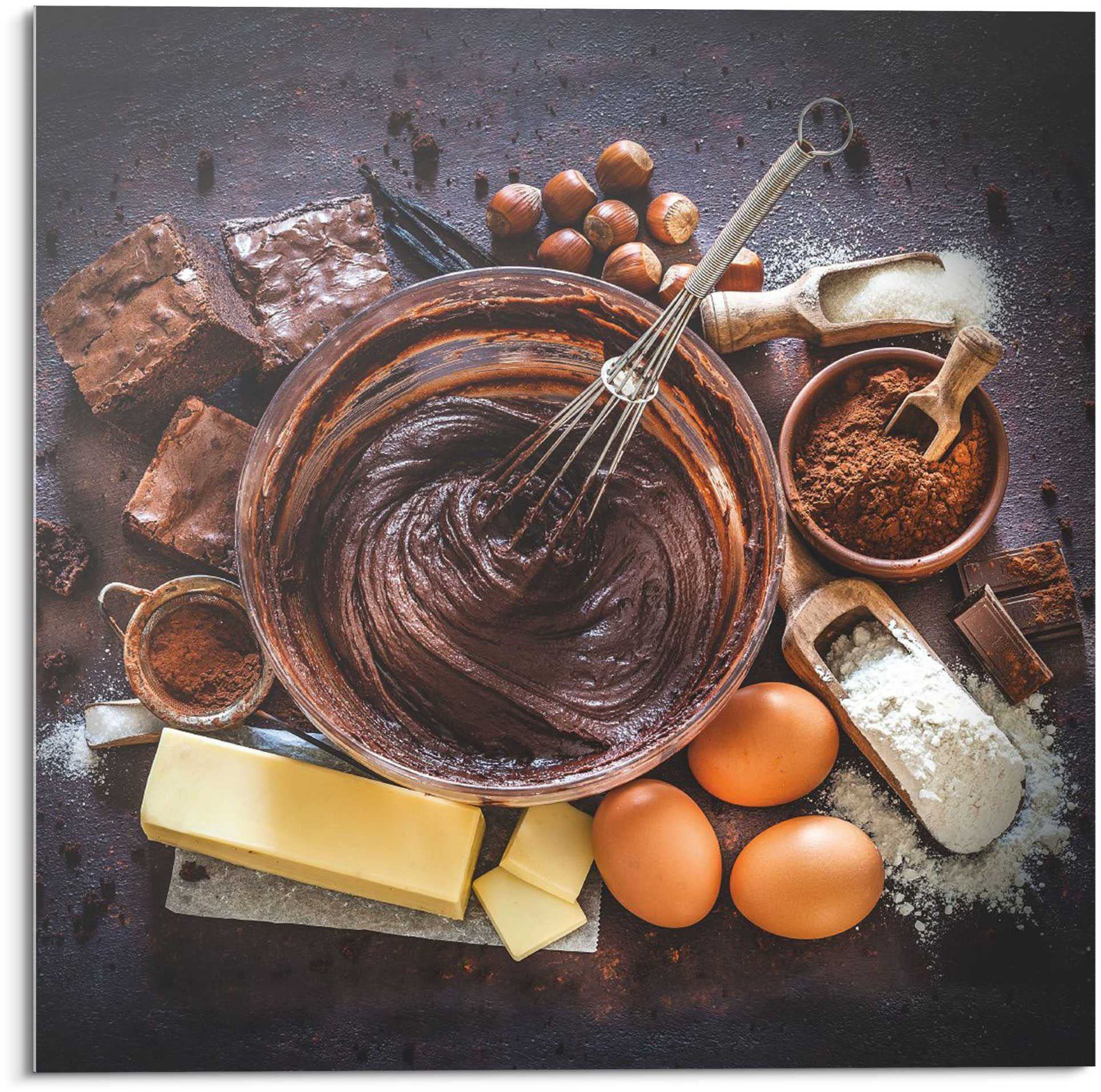 Reinders! Glasbild Glasbild Schoko Rezept Brownies - Schokolade - Cacao - Hazelnus, Küche (1 St)