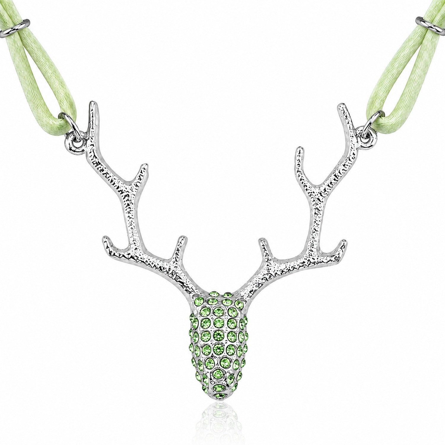 LUISIA® Kette mit Anhänger "Nicola" mit Hirschkopf und Kristallen von Swarovski® (inkl. Schmuckbox)