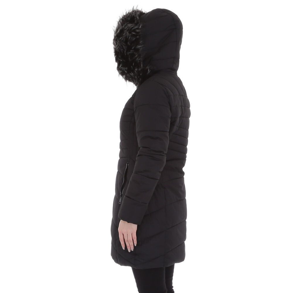 Ital-Design Winterjacke Damen Freizeit (87256686) Kapuze (abnehmbar) Gefüttert Mantel in Schwarz