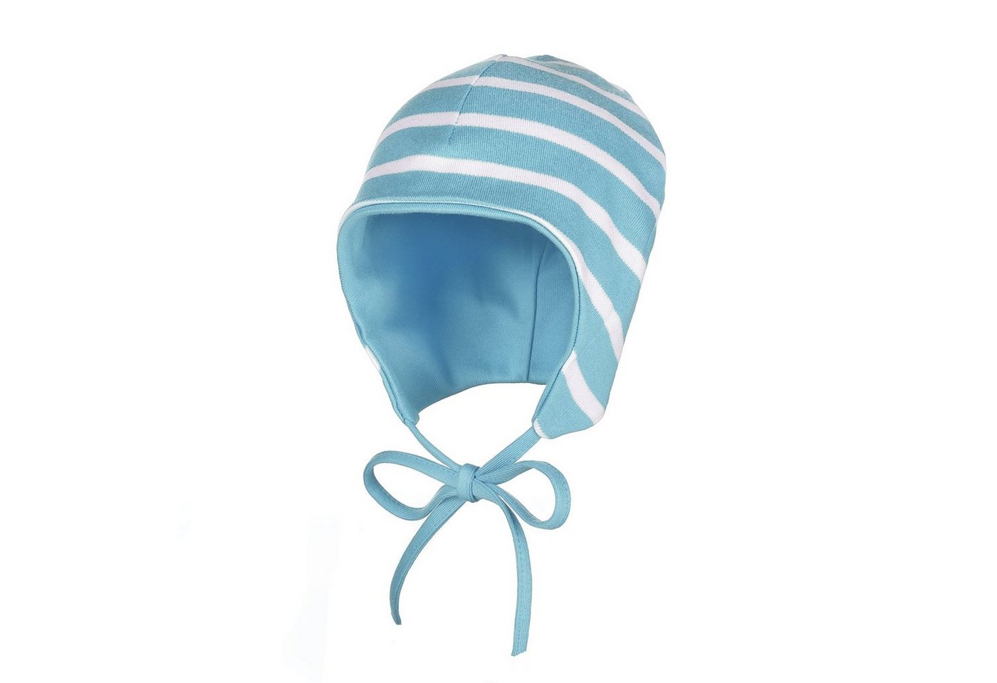modAS Jerseymütze 25305 Baby Mütze Baumwolle - Kopfbedeckung mit Bindeband und Ohrenschutz