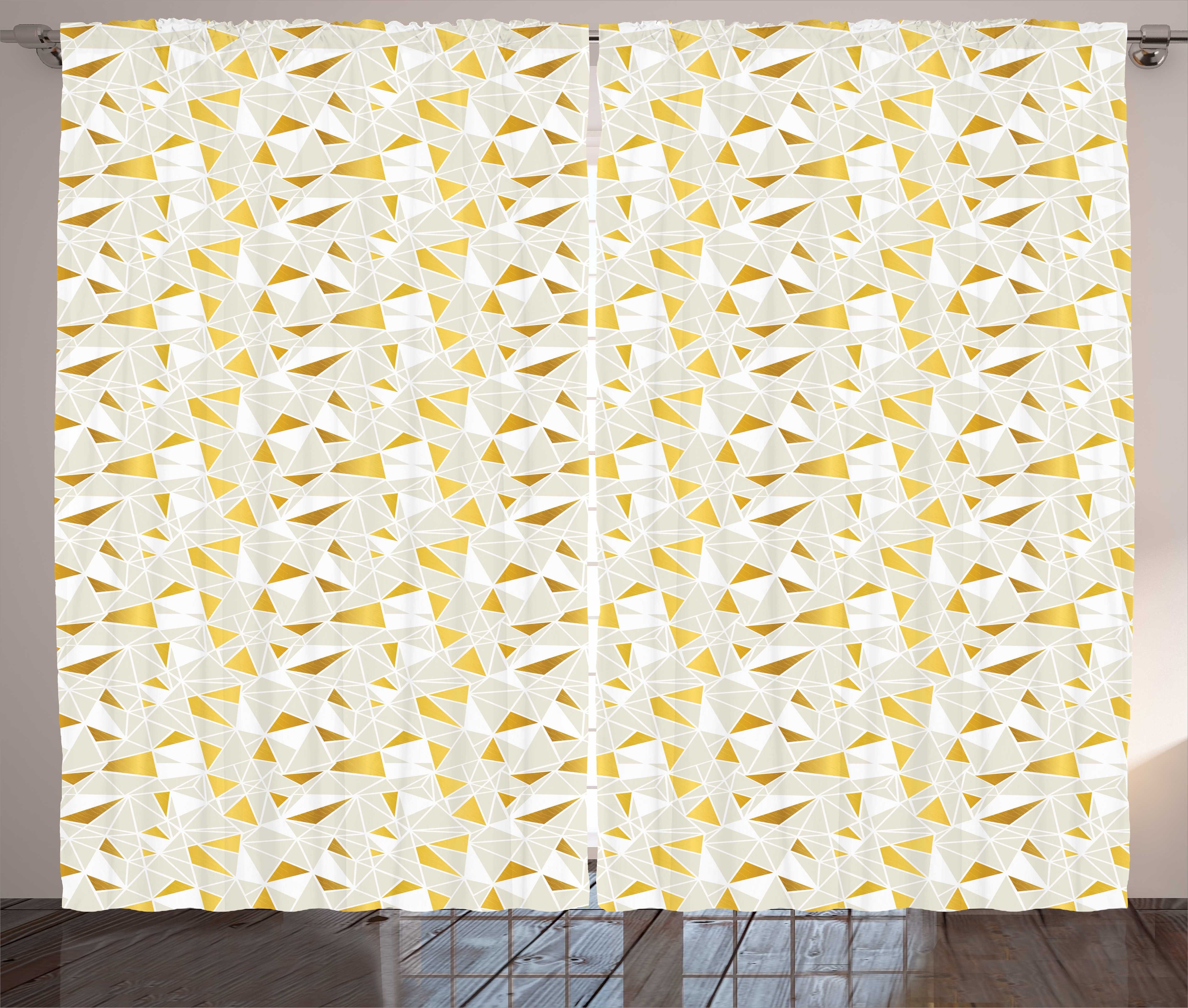 Gardine Schlafzimmer Kräuselband Vorhang mit Schlaufen und Haken, Abakuhaus, Polygonal Abstrakte geometrische Kunst