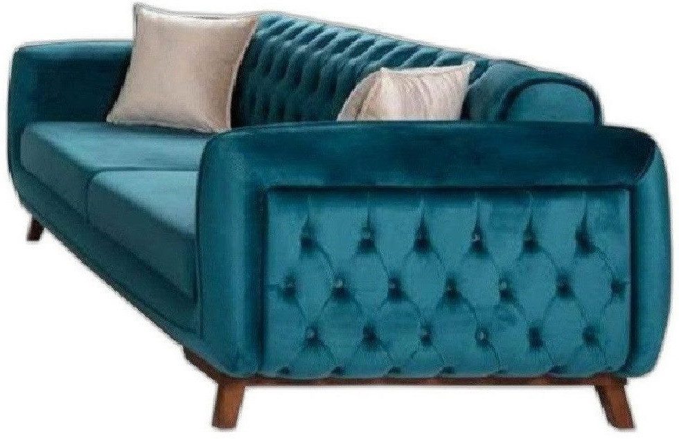 Xlmoebel 3-Sitzer Design Couch aus Stoff in Türkis, 1 Teile, Hergestellt in Europa
