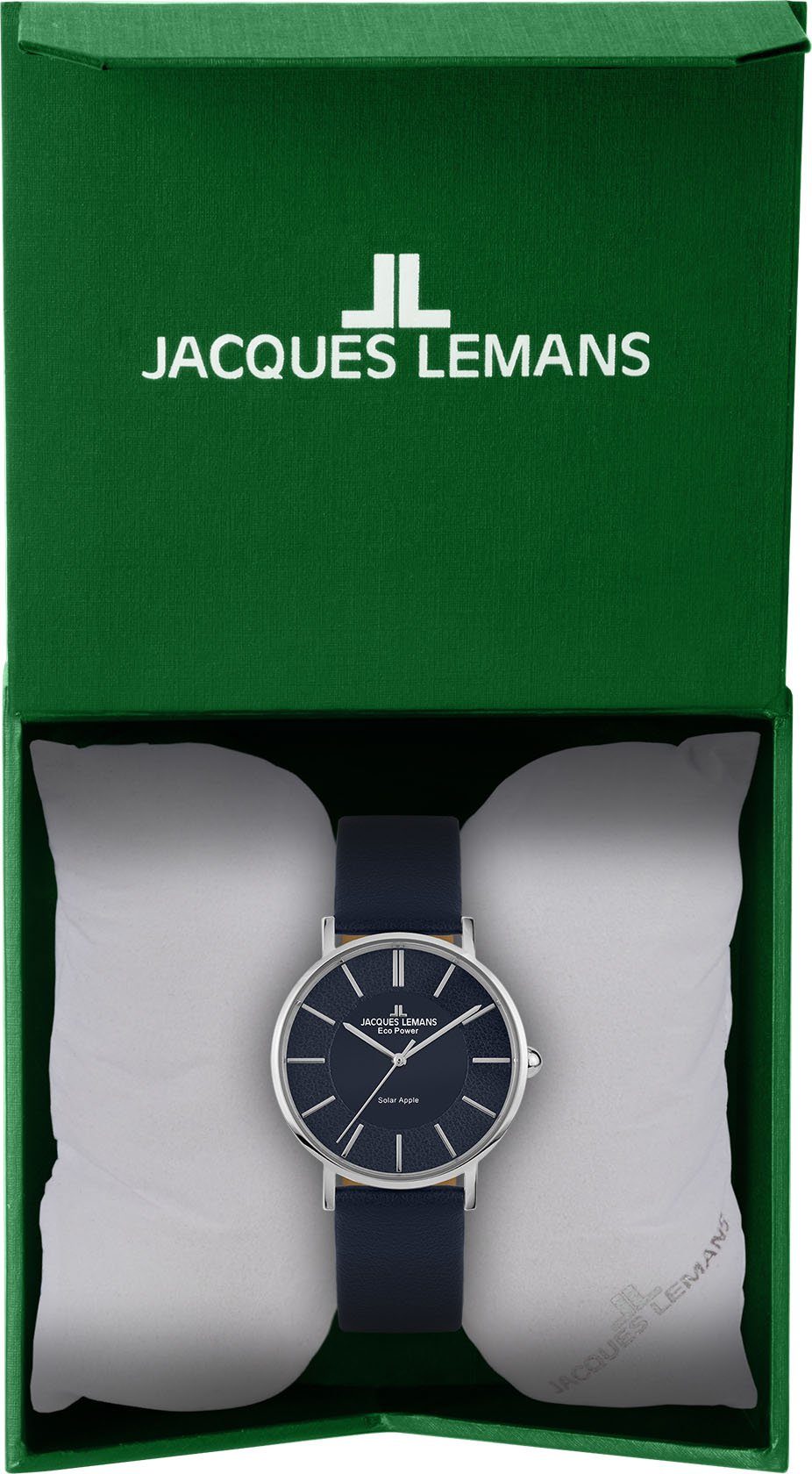 Jacques Lemans Solaruhr Eco Power Solar Apple 1-2113C, Armbanduhr, Herrenuhr, Damenuhr, gehärtetes Crystexglas