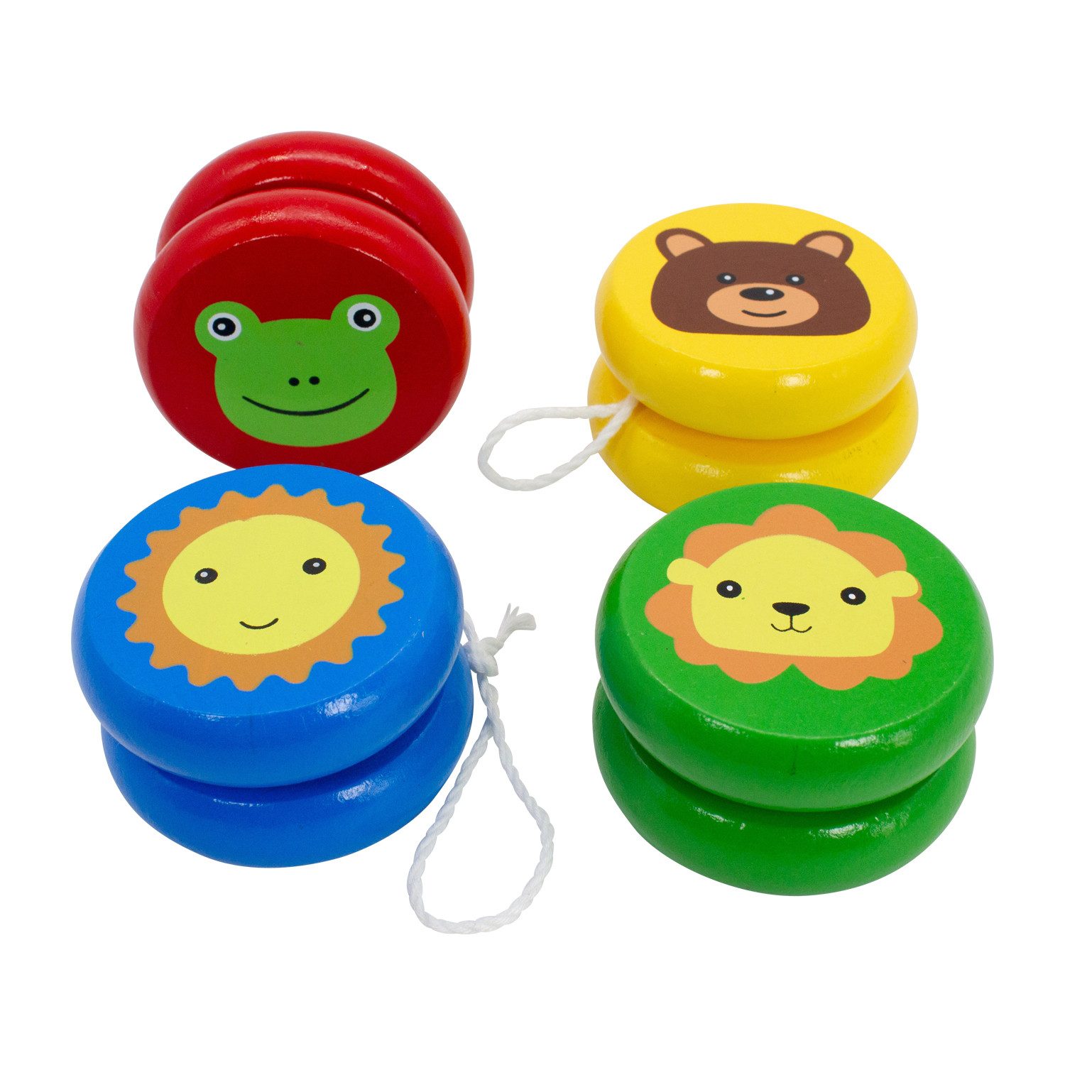 GICO Spielesammlung Jojo-Set aus Holz – 4 bunte Tiermotive für Kinder - 6477