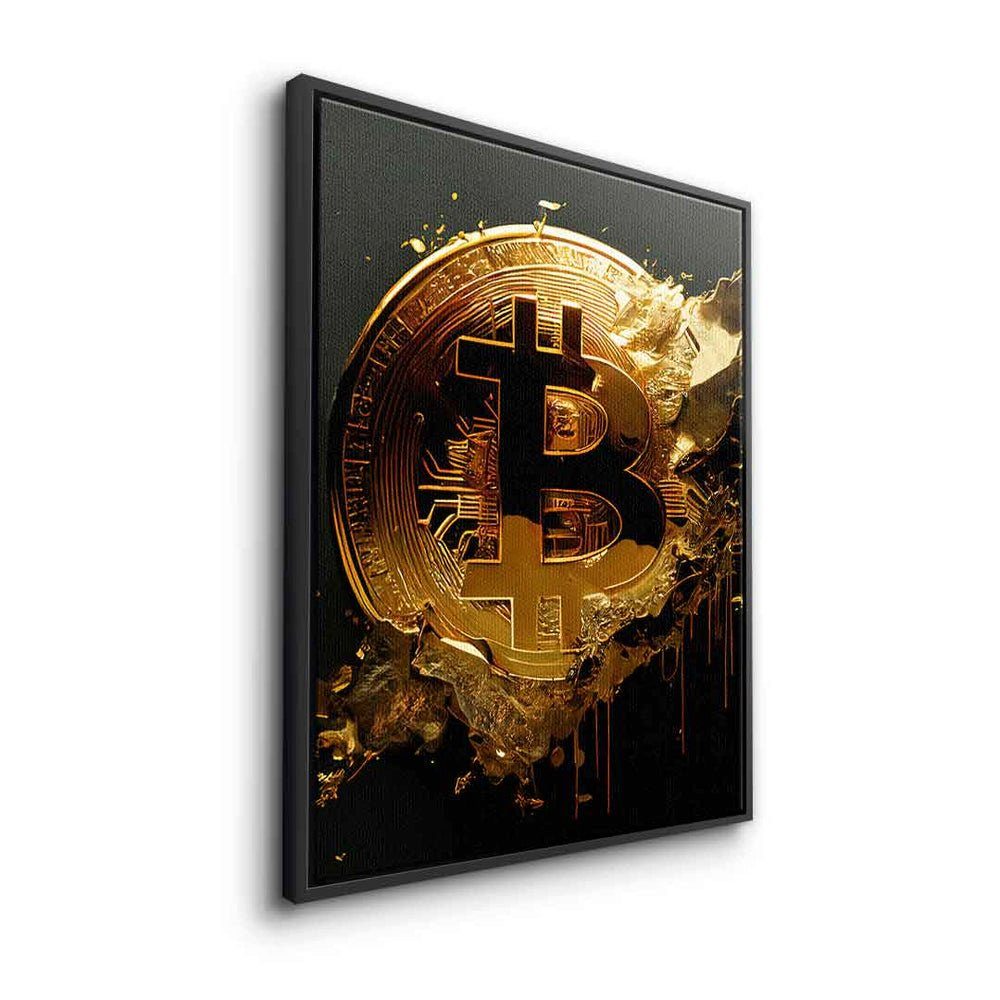 trading Handel raw crypto Börse Leinwandbild, mit Rahmen Bitcoin DOTCOMCANVAS® diamond hands Leinwandbild goldener
