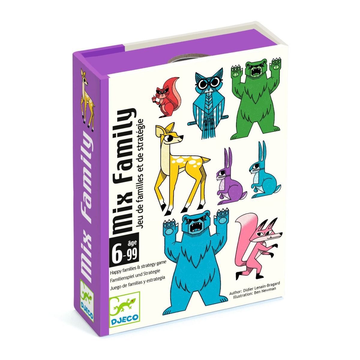 DJECO Spiel Mix Family Familienspiel mit Tierfamilien für Kinder, Kartenspiel Mix Family, Sammel- und Familienspiel