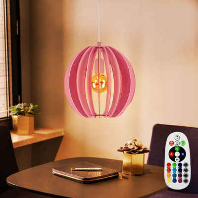 etc-shop LED Pendelleuchte, Leuchtmittel inklusive, Warmweiß, Farbwechsel, Decken Leuchte Pendel Lamellen Lampe pink Fernbedienung Dimmbar im Set