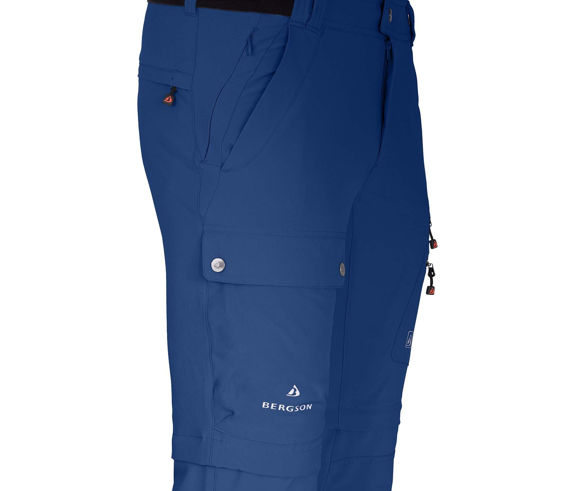 Bergson 7 Wanderhose, elastisch, Bermuda Herren FROSLEV blau Zipp-Off Taschen, Normalgrößen, Zip-off-Hose recycelt,