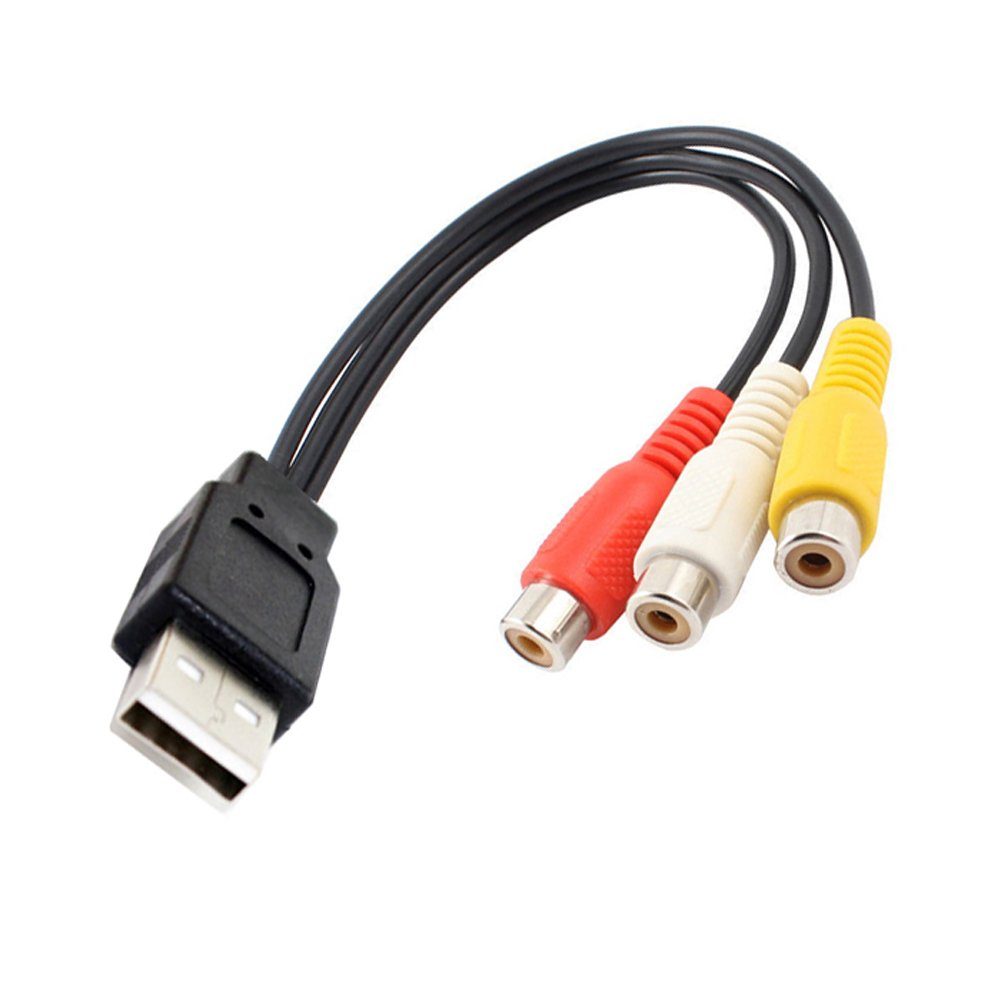 Bolwins D43 USB2.0 auf Cinch Kabel AV Audio Video Adapter Camcorder DVD TV PC Audio- & Video-Kabel, USB-A Stecker, 3x RCA Buchse (Audio/Video) (30 cm), Plug & Play AV Audio-Video-Übertragung
