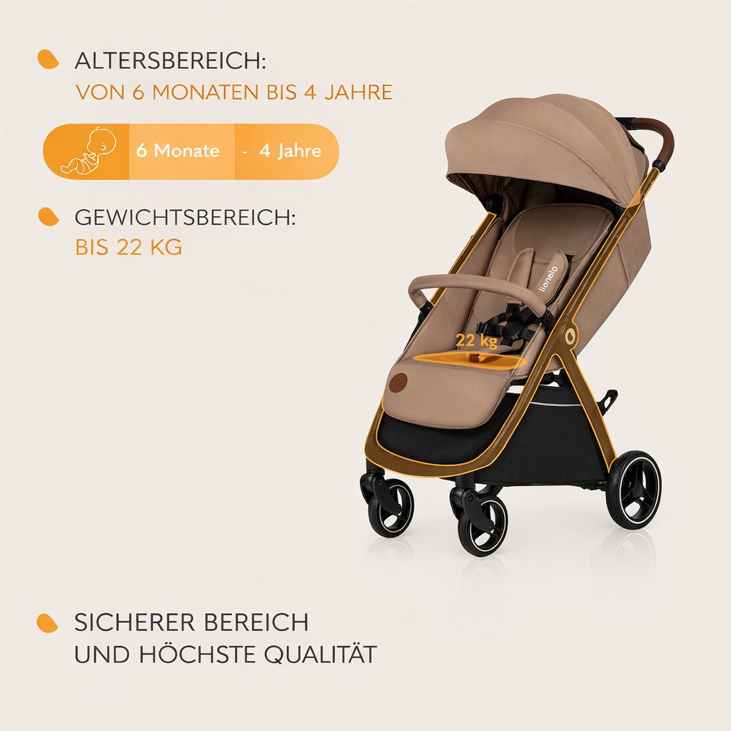 lionelo Kinder-Buggy INGRRID, (Set), Auto-Folding/Einhand-Faltung/UPF50+/bis 22 kg