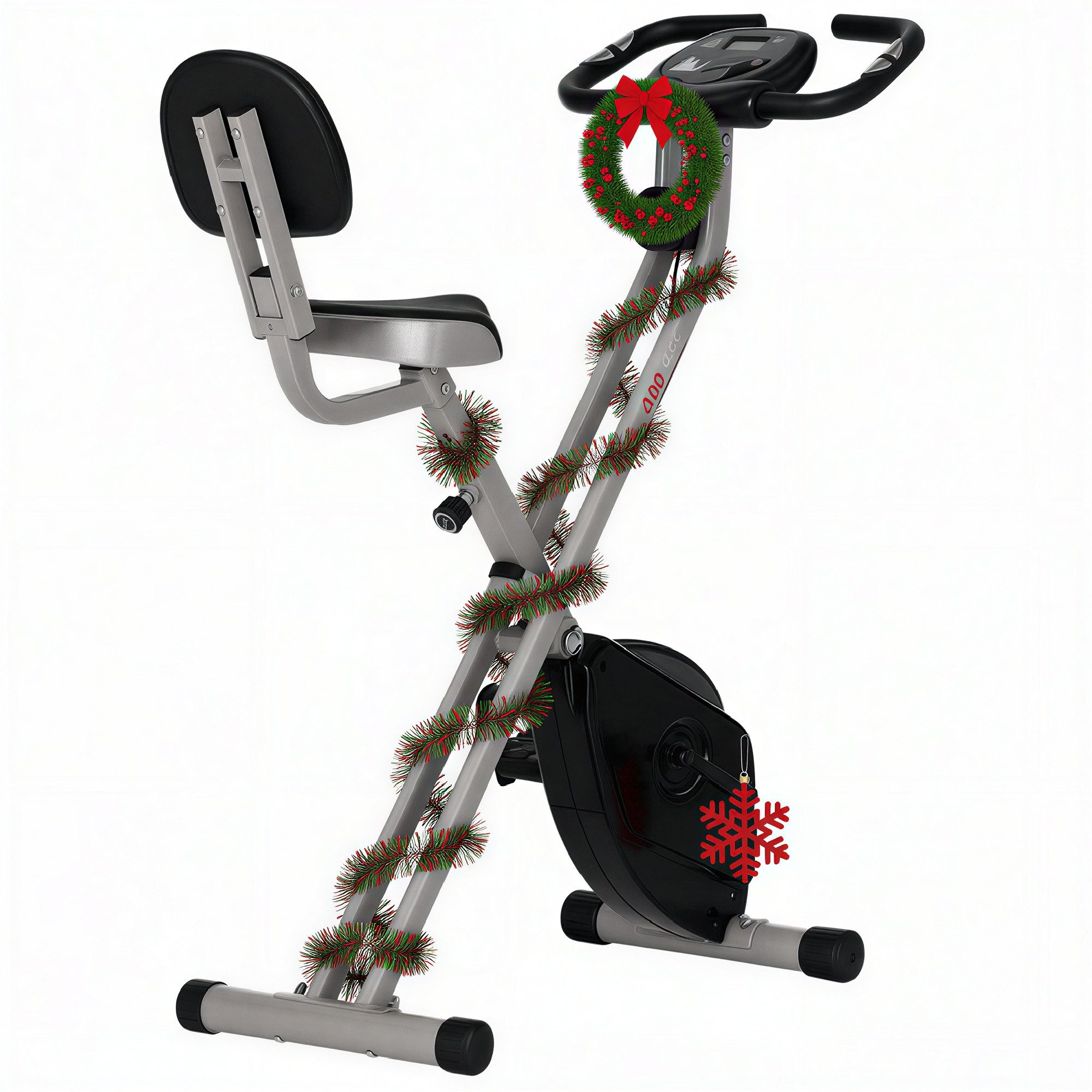 HOMCOM Heimtrainer mit 8 stufig einstellbarem Magnetwiderstand, höhenverstellbar (Schwungrad, 1-tlg., Fahrradtrainer), für Wohnbereich, Schwarz+Grau
