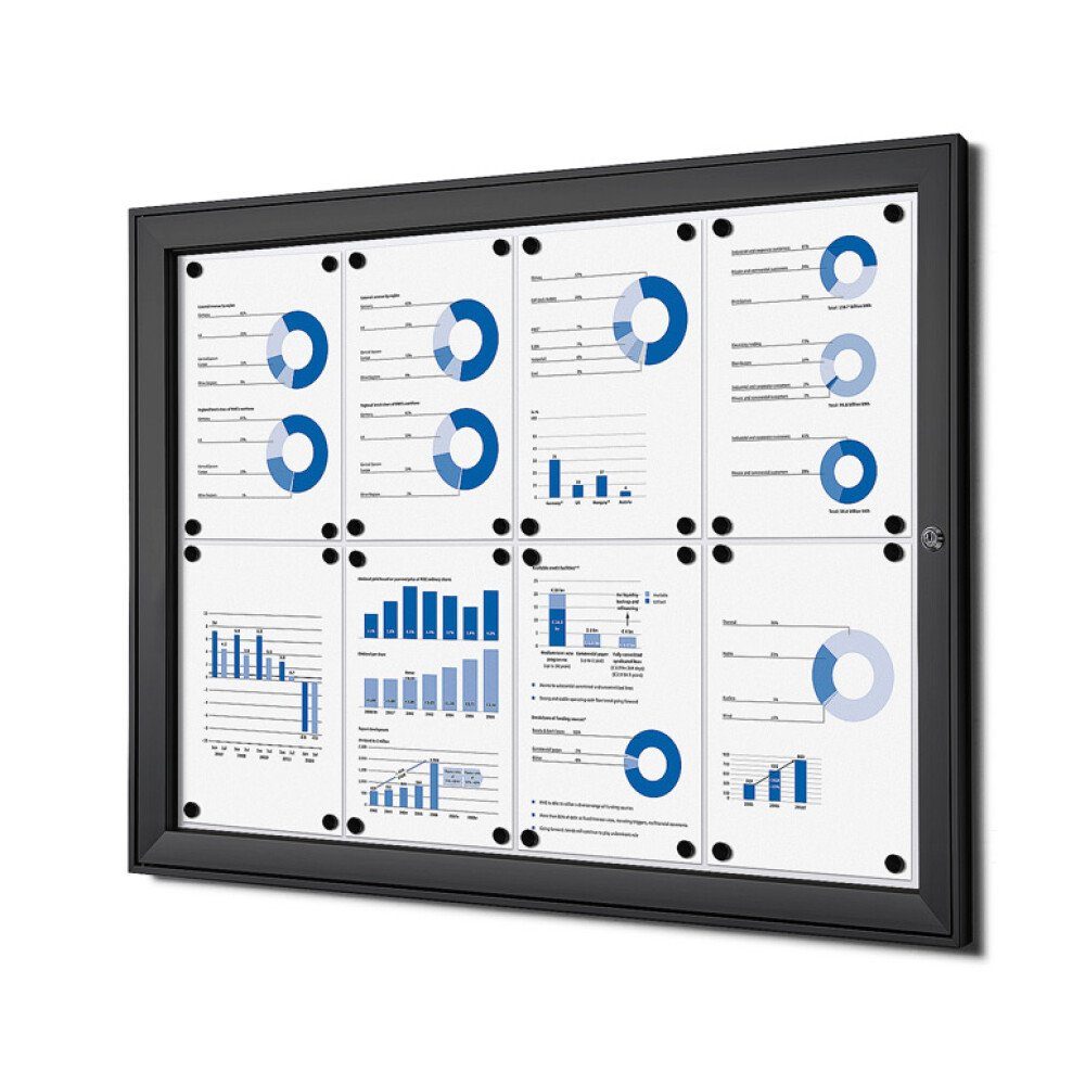 Hängevitrine für Innen und Außen SCS - 8x DIN A4 - Aluminium - Schwarz