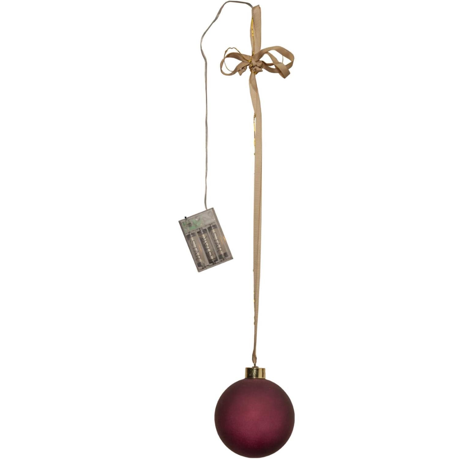 MARELIDA Weihnachtsbaumkugel LED Weihnachtskugel beleuchtete Christbaumkugel Glas Timer rot 10cm (1 St)