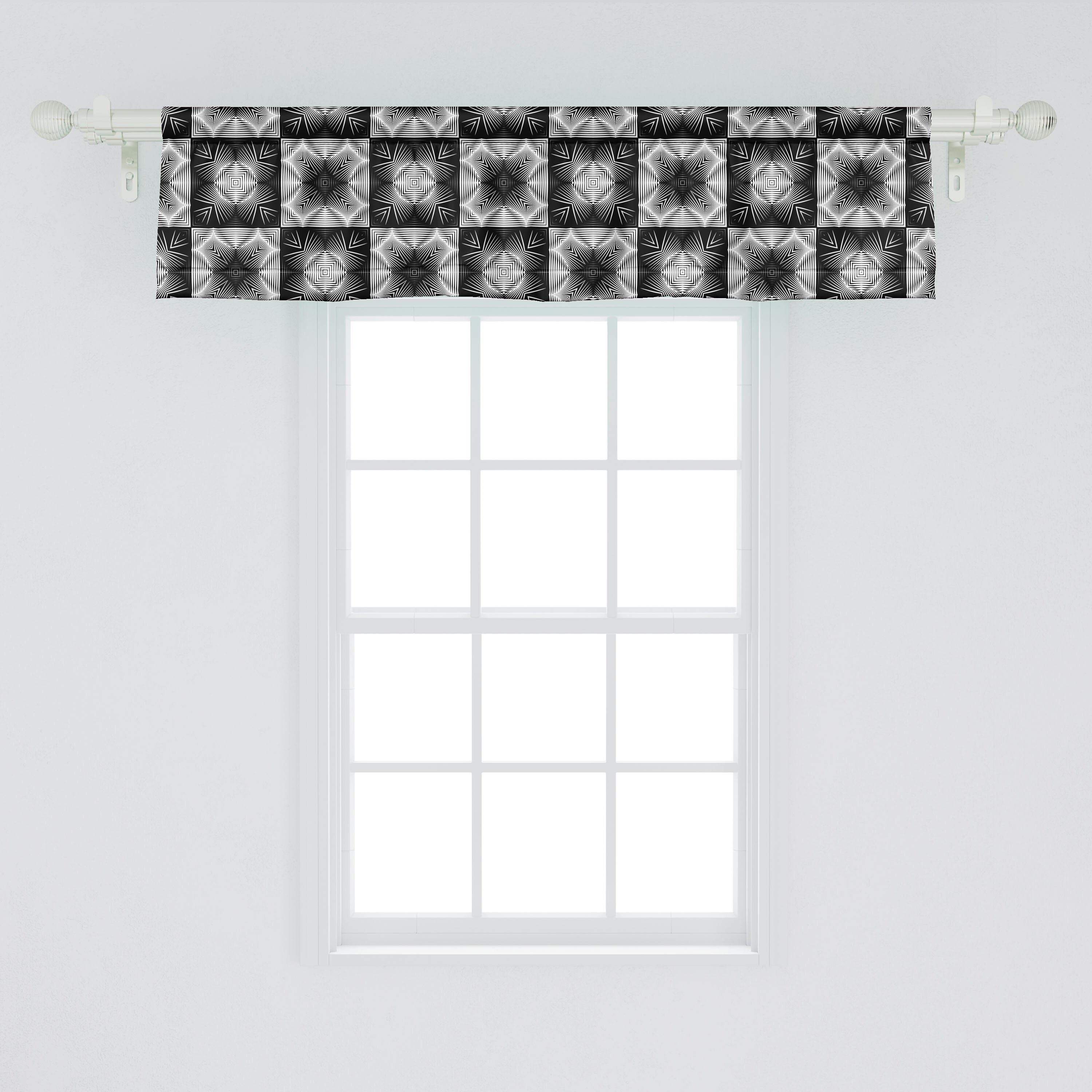 Stangentasche, Vorhang Microfaser, Geometrisch Volant Zick-Zack-Formen Küche Dekor Gradient Abakuhaus, mit für Scheibengardine Schlafzimmer