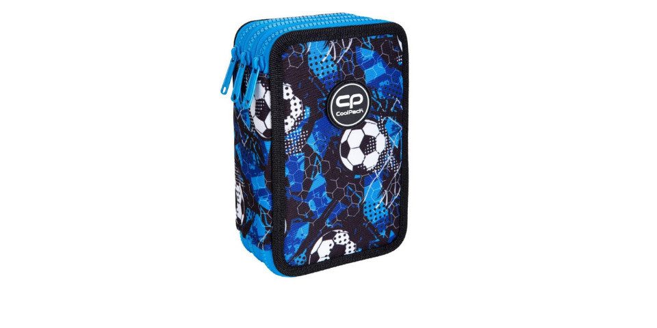 GOLDKIDS Federmäppchen Federmäppchen 3 Fächer -, (Mäppchen für Mädchen und Jungen - Federmappe, 1-tlg., 3-Fach Federtasche Gefüllte Schüleretui Schulmäppchen), Motiv: Fußball