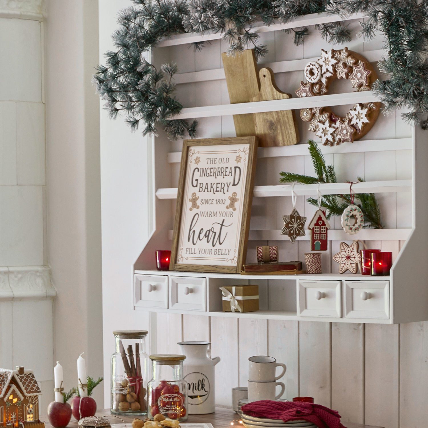 Mirabeau Weihnachtsfigur Dekoboard Bakery weiß/braun (kein Set, kein Set)