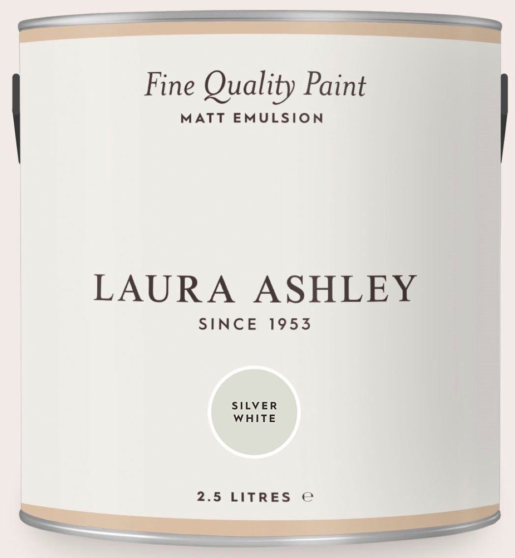 shades, Quality matt, MATT L EMULSION Wandfarbe Paint White Silver 2,5 ASHLEY LAURA grey Fine