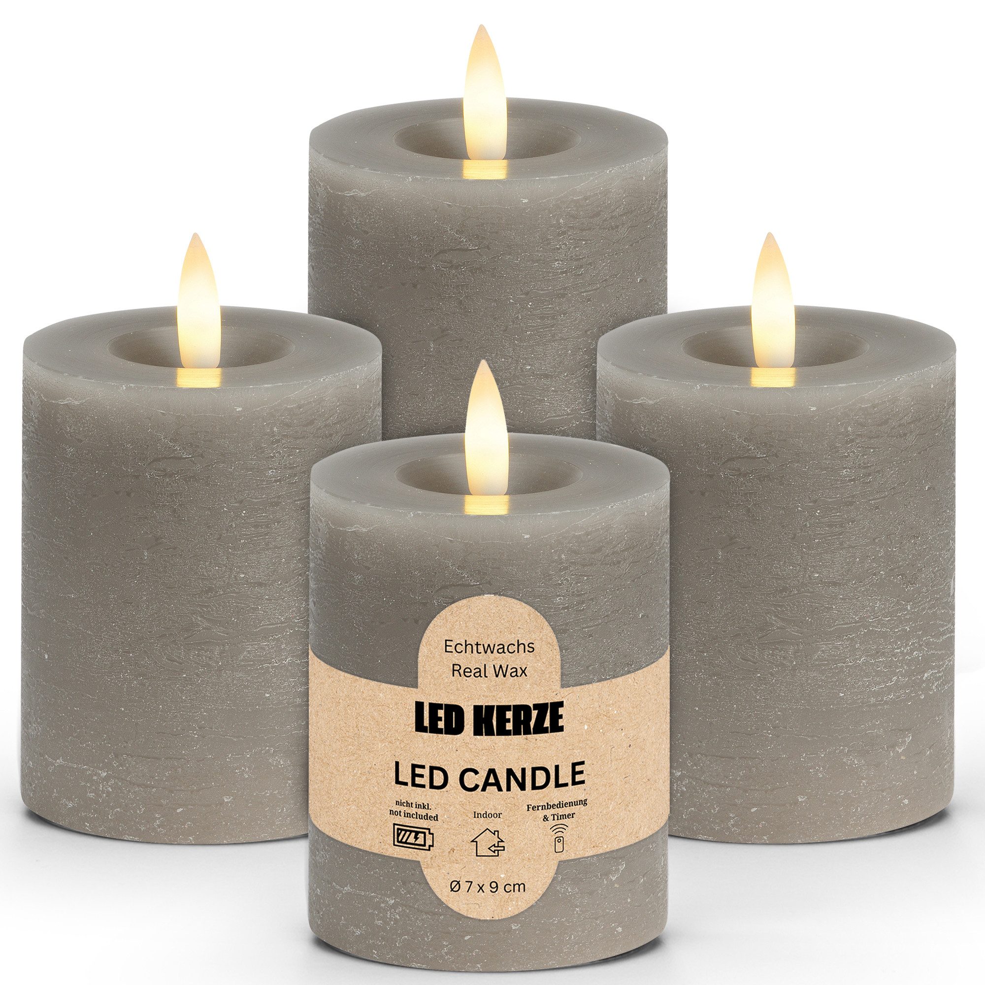 matches21 HOME & HOBBY LED-Kerze LED Stumpenkerzen 4er Set Wachs, Flackernd günstig online kaufen