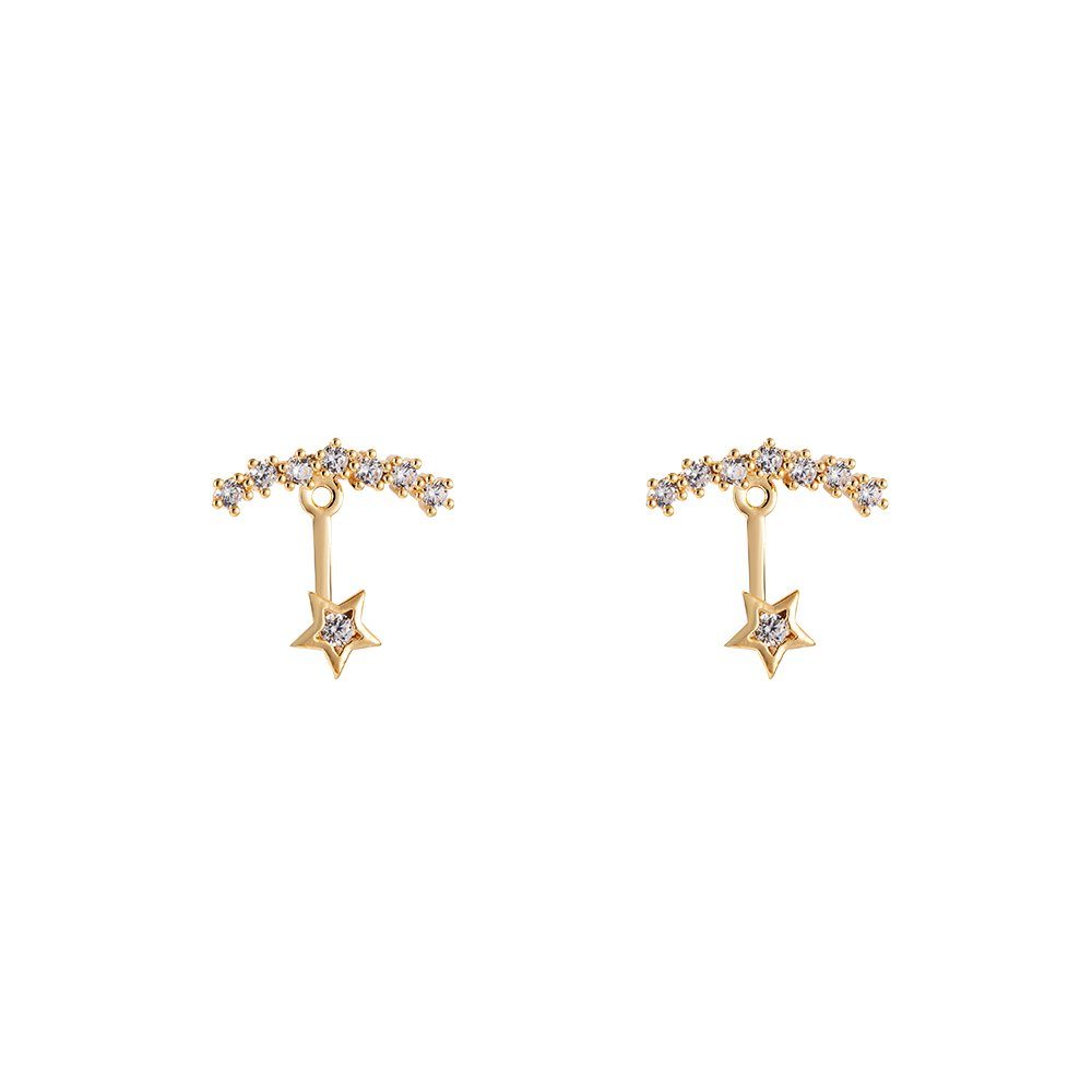 Unal Store Ohrring-Set Vergoldet Ohrring (Ohrring Set, 1-tlg., Moderner Star Ohrring in Edelstahl mit funkelnden Details), Vergoldet Ohrring