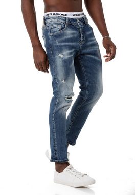 RedBridge Slim-fit-Jeans Hose Straight Leg Denim Pants Blau W33 L34 Distressed-Look