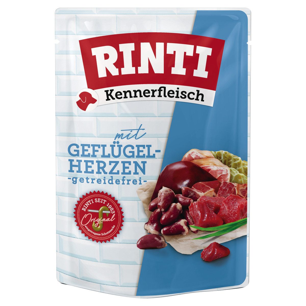 Rinti Kennerfleisch Geflügelherzen 400 g - 10 Stück, Nassfutter für: Hund