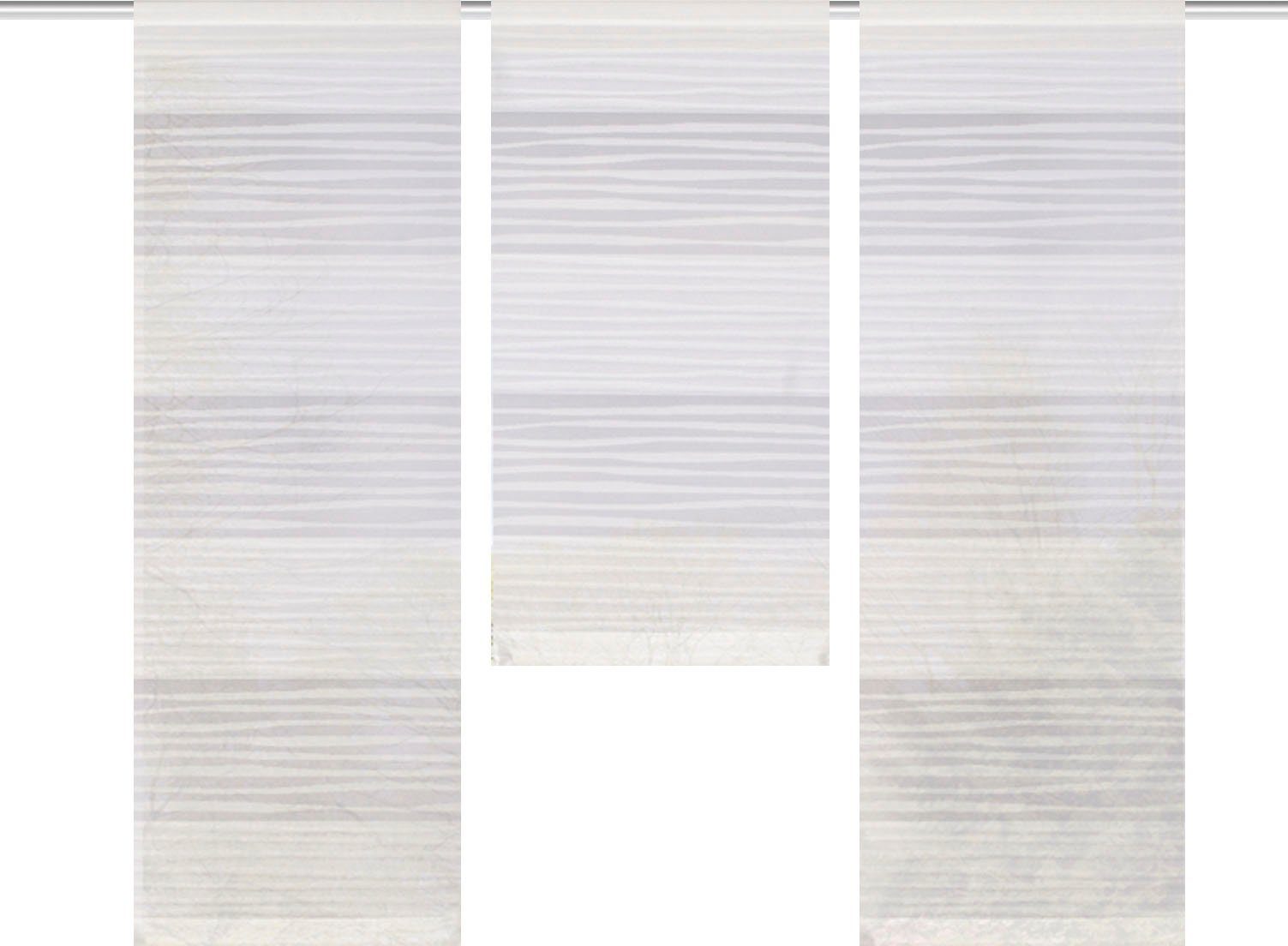 Scheibengardine GABI, HOME WOHNIDEEN, weiß (3 3-tlg. Querstreifen St), blickdicht, Stangendurchzug Fensterset GABI