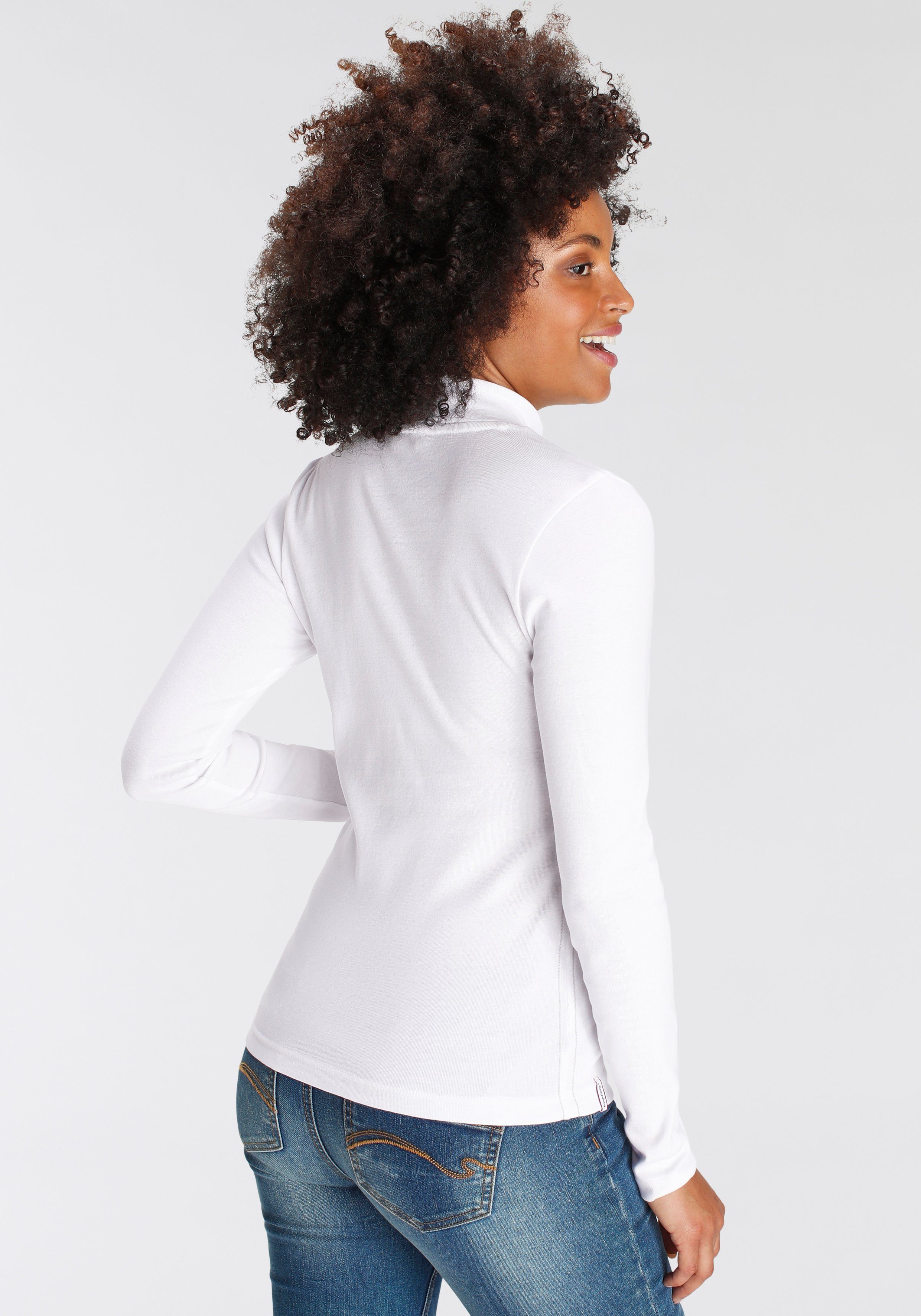 KangaROOS Longsleeve Langarm, sehr figurbetont, unifarben, Stehkragen