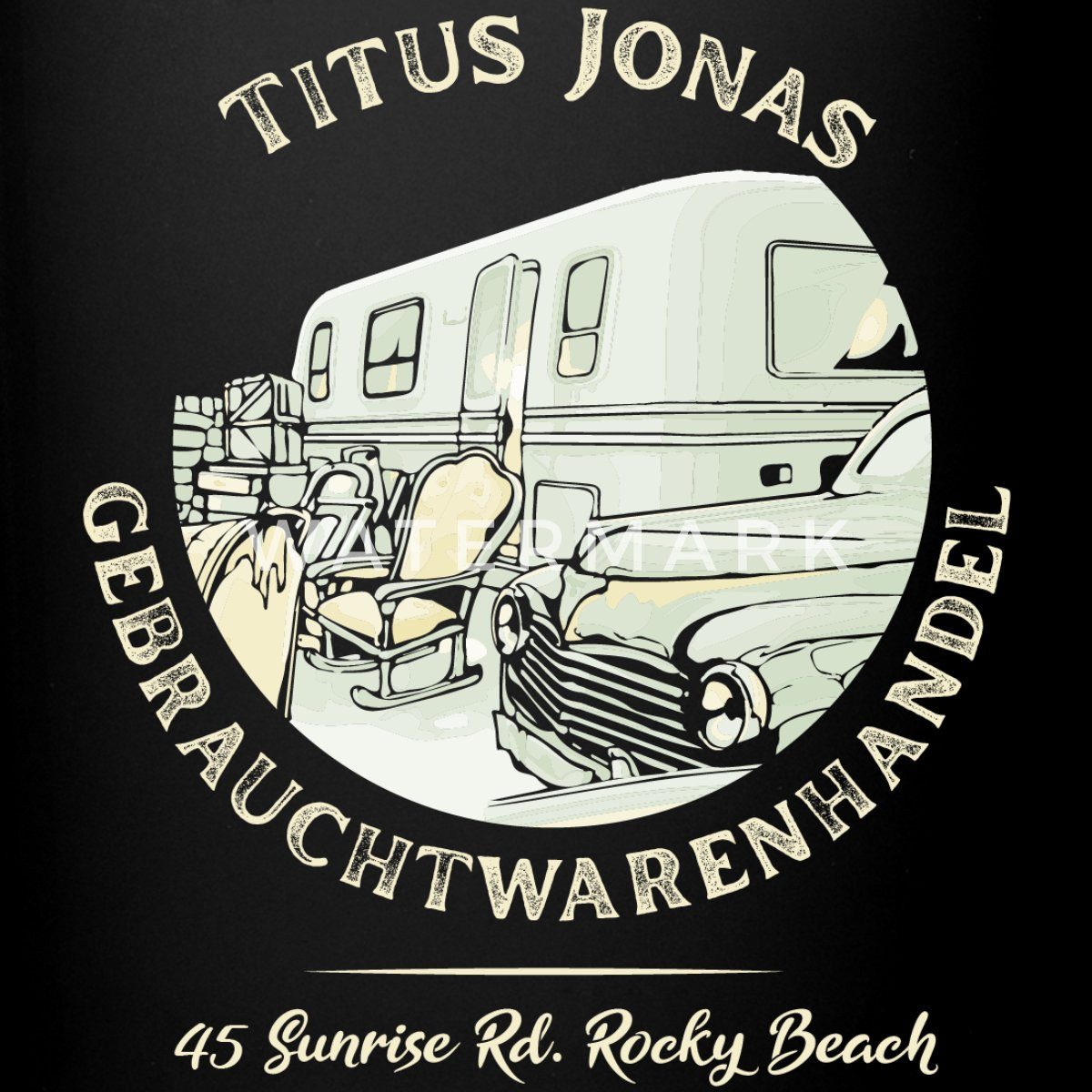 Spreadshirt Tasse Die Drei Fragezeichen Titus Jonas Gebrauchtwarenhandel Tasse Einfarbig, Keramik
