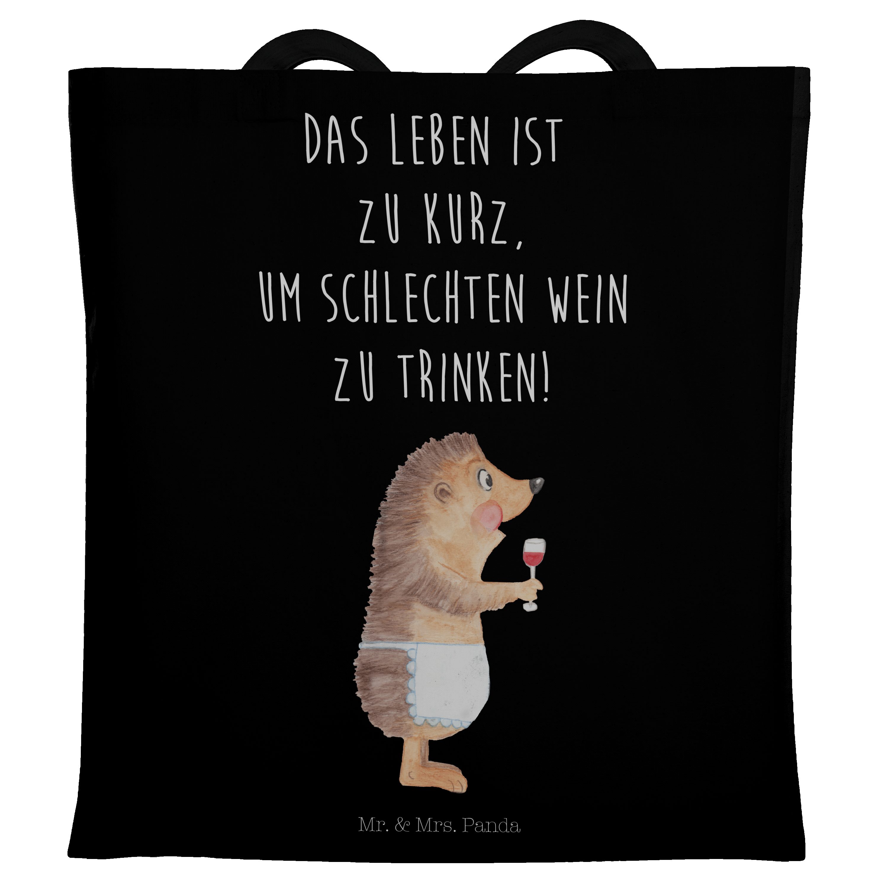Igel (1-tlg) - & Jutebeutel, Tragetasche - Geschenk, Mrs. Mr. Einkaufs Wein Schwarz mit Stoffbeutel, Panda