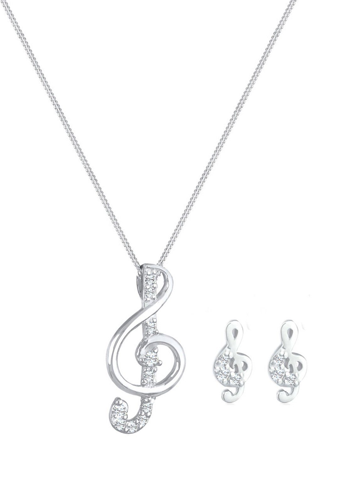 Elli Schmuckset Notenschlüssel Weiß 925 Sterling Silber, mit Kristallen von günstig online kaufen