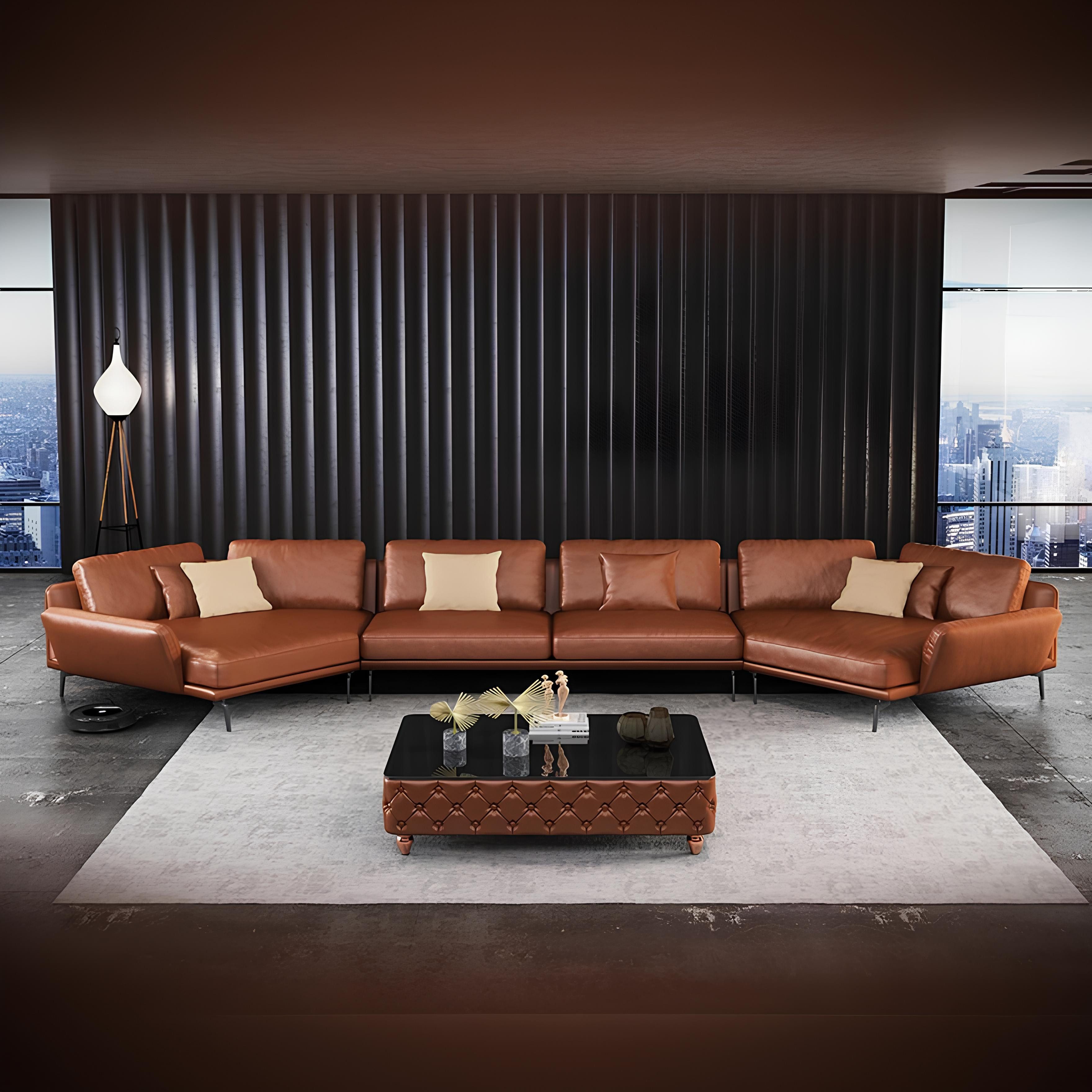 Xlmoebel Wohnlandschaft Italienisches Lederecksofa mit luxuriösem Design für Ihr Wohnzimmer, 1 Teile, Hergestellt in Europa