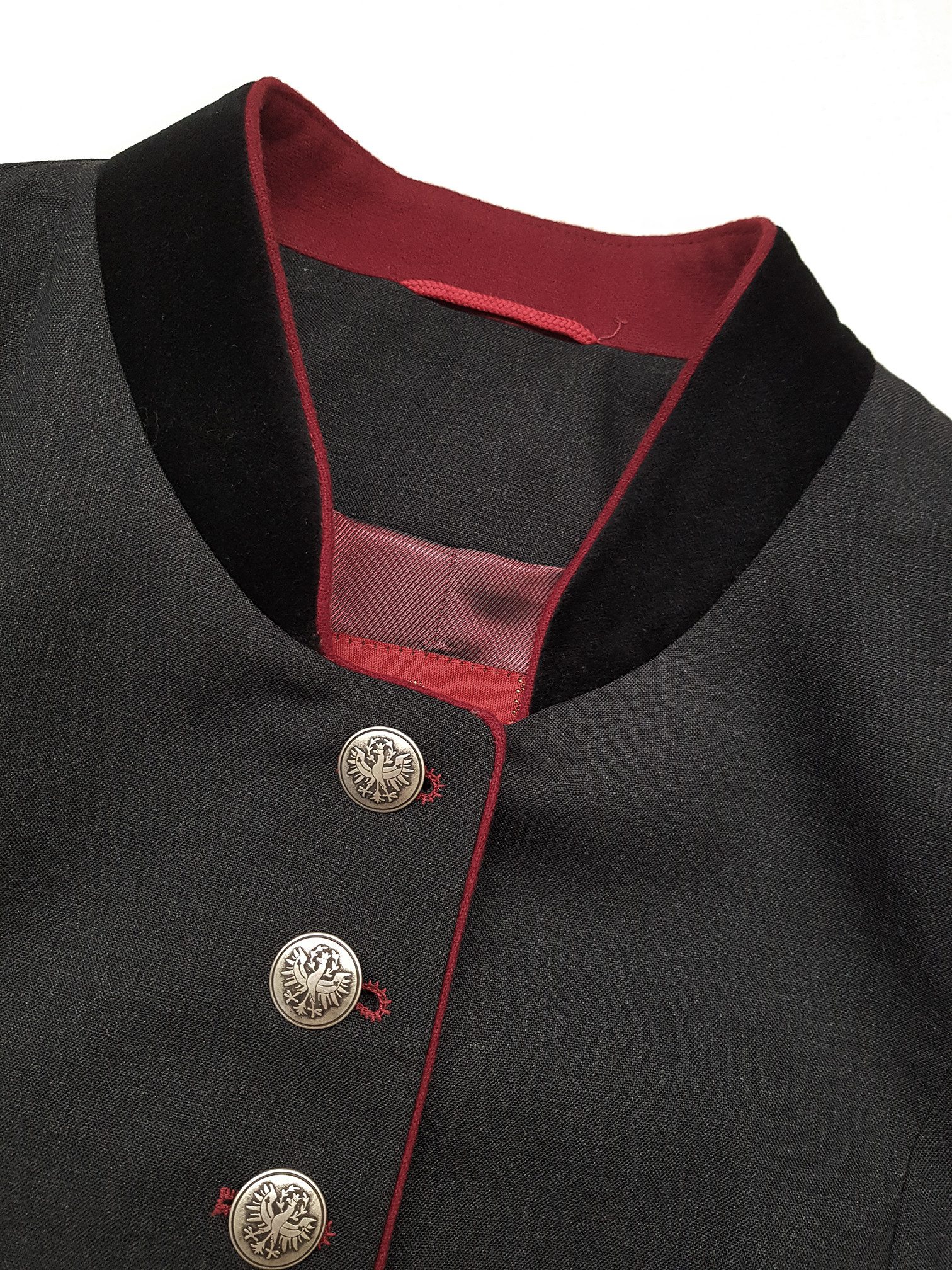 Moschen-Bayern Trachtenblazer Trachtenblazer Damen Trachtenjacke Trachtenjanker Gehrock Schwarz Grau Stehkragen mit Samt – Bild 4 von 5