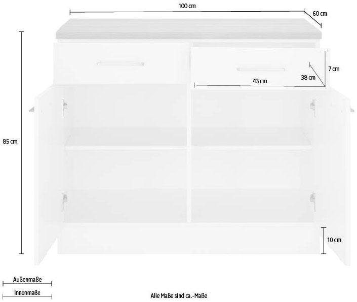 wiho Küchen Unterschrank Zell Breite 100 cm weiß/weiß