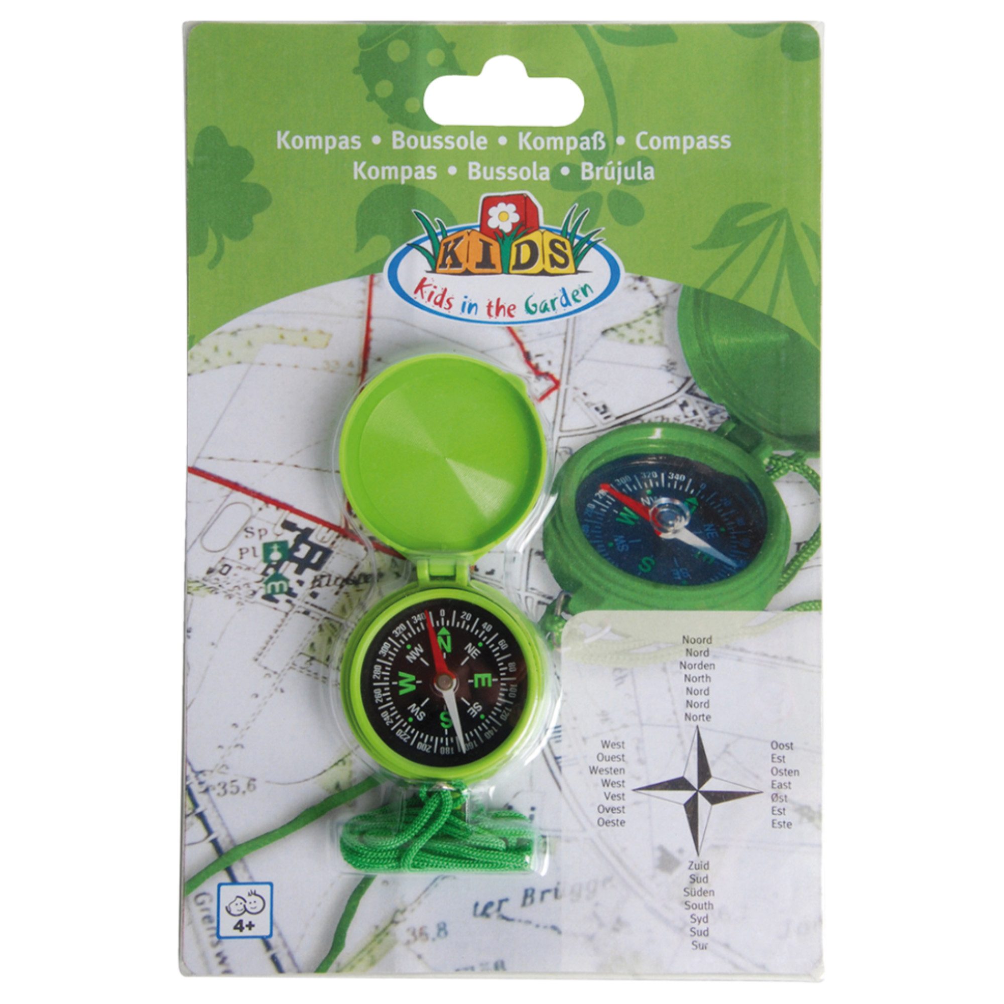 Esschert Design BV Kompass Kinderkompass in Grün mit praktischem Tragegurt aus Nylon
