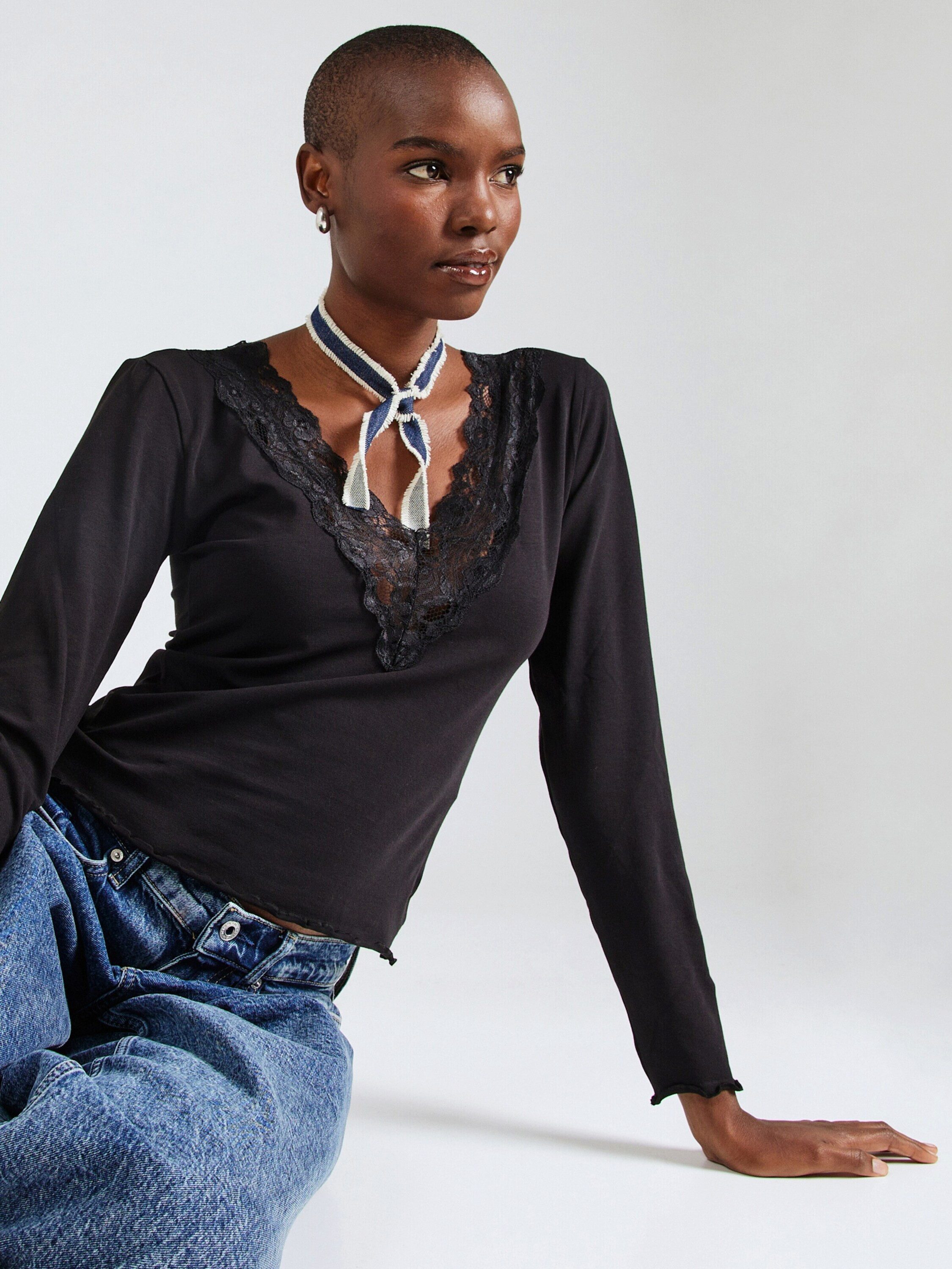 ONLY Langarmshirt (1-tlg) Spitze günstig online kaufen