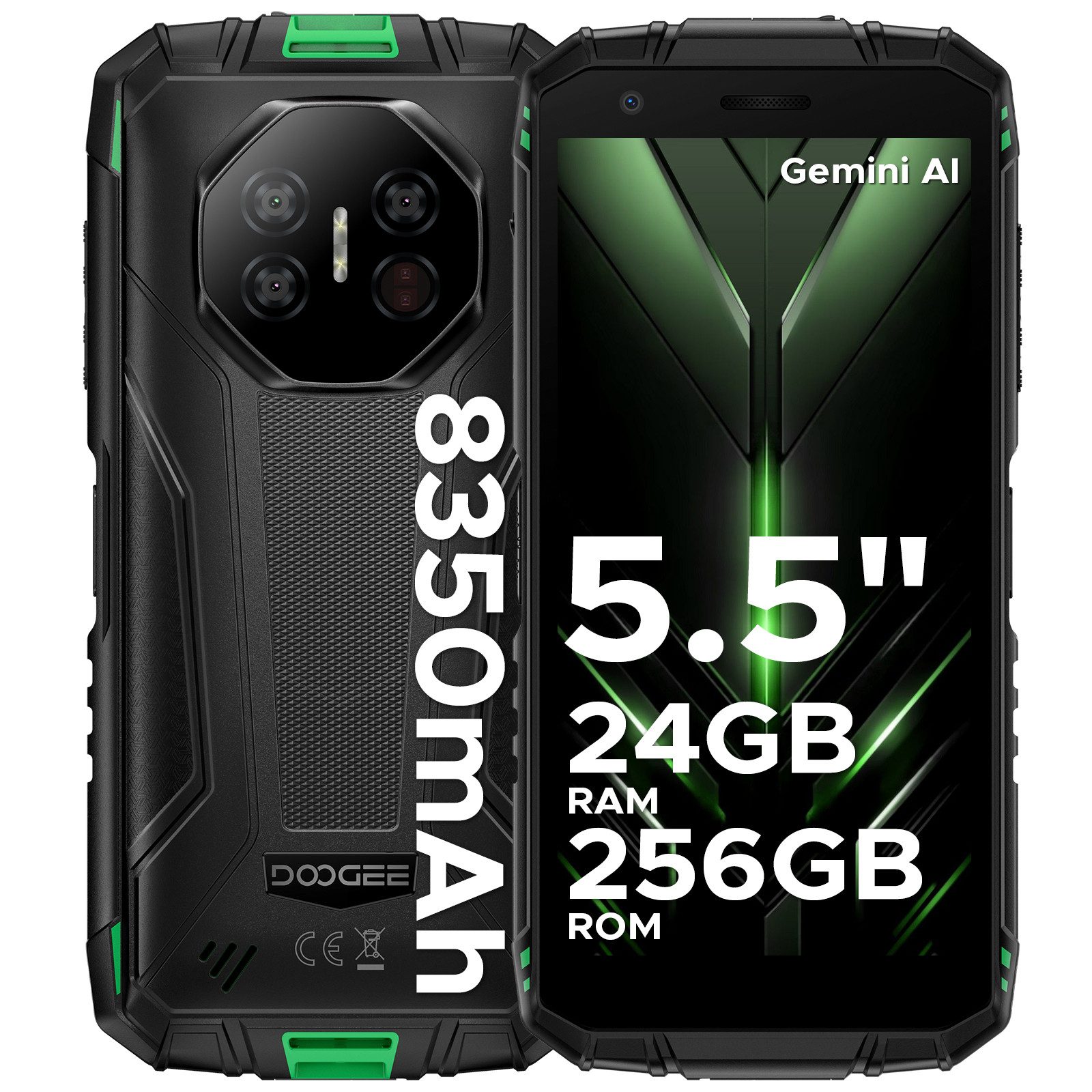 DOOGEE FIRE3ULTRA 5.5'' Android15 8350mAh 256GB Ohne Vertrag Outdoor Smartphone (5.5 Zoll, 256 GB Speicherplatz, 16 MP Kamera, 256GB,2TB TF, HD+/ 16MP AI Kamera, Dual SIM 4G/Widevine L1/Face ID)