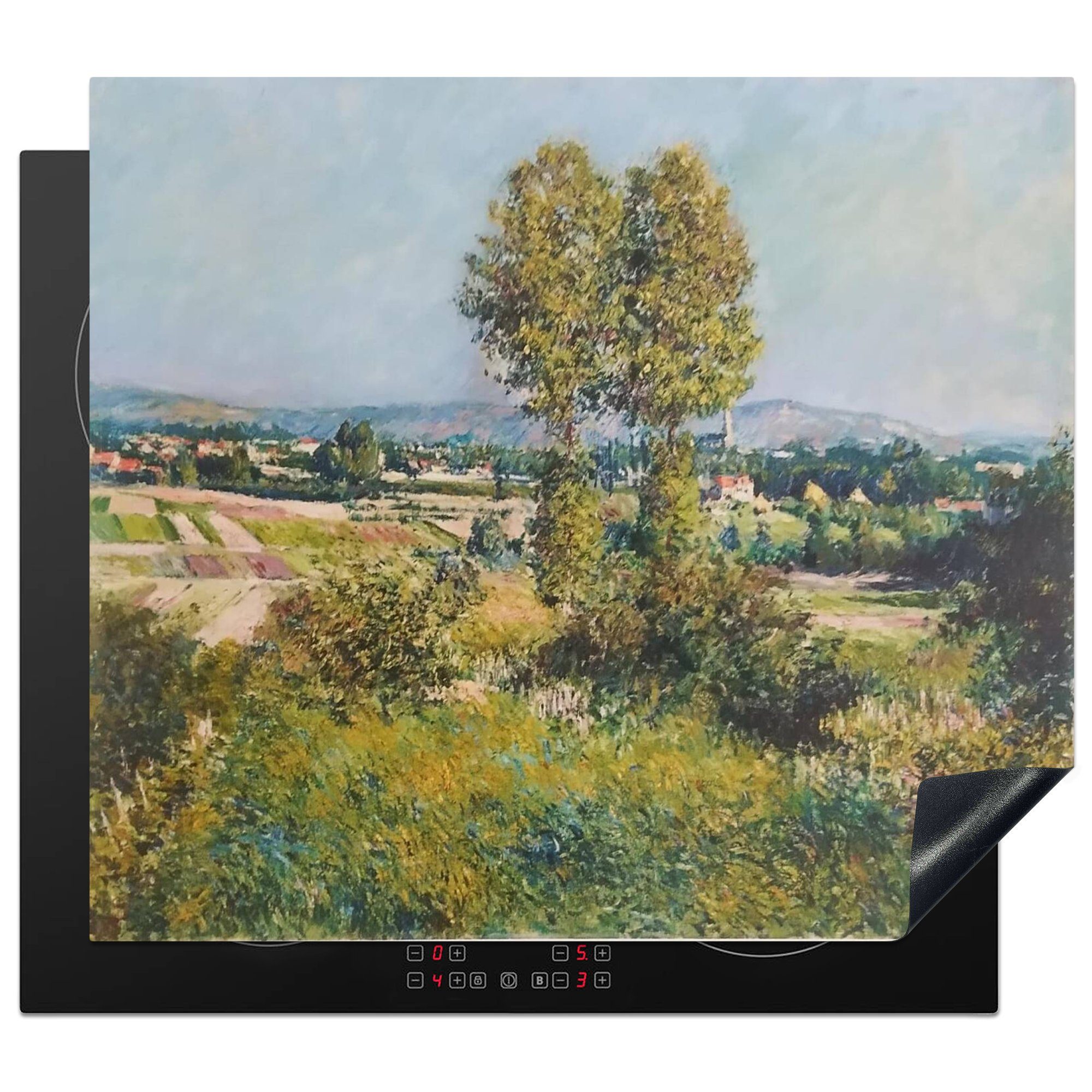 MuchoWow Mobile Ceranfeldabdeckung nutzbar, Arbeitsfläche Landschaft Gustave (1 cm, tlg), - Argenteuil Vinyl, von Herdblende-/Abdeckplatte 60x52 Caillebotte Gemälde,